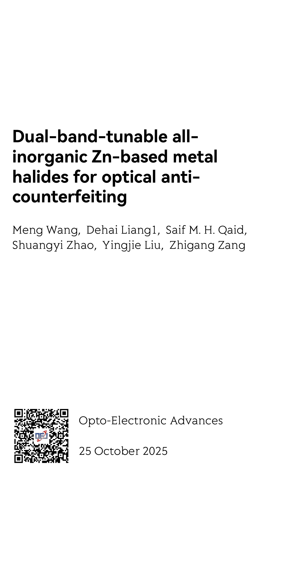 Dual-band-tunable all-inorganic Zn-based metal halides for optical anti-counterfeiting_1