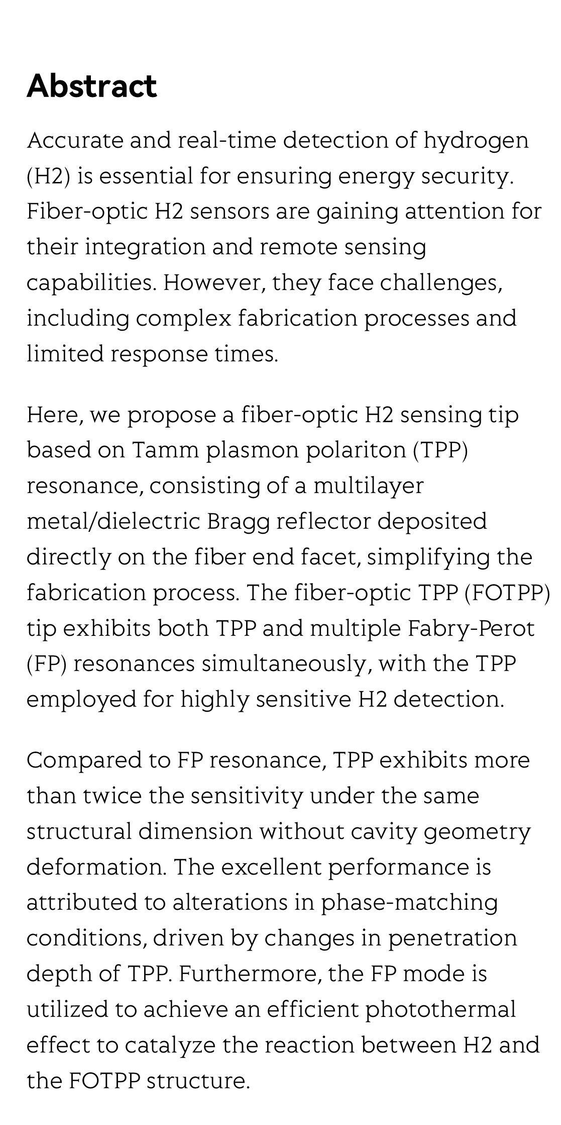 Multi-resonance enhanced photothermal synergistic fiber-optic Tamm plasmon polariton tip for high-sensitivity and rapid hydrogen detection_2