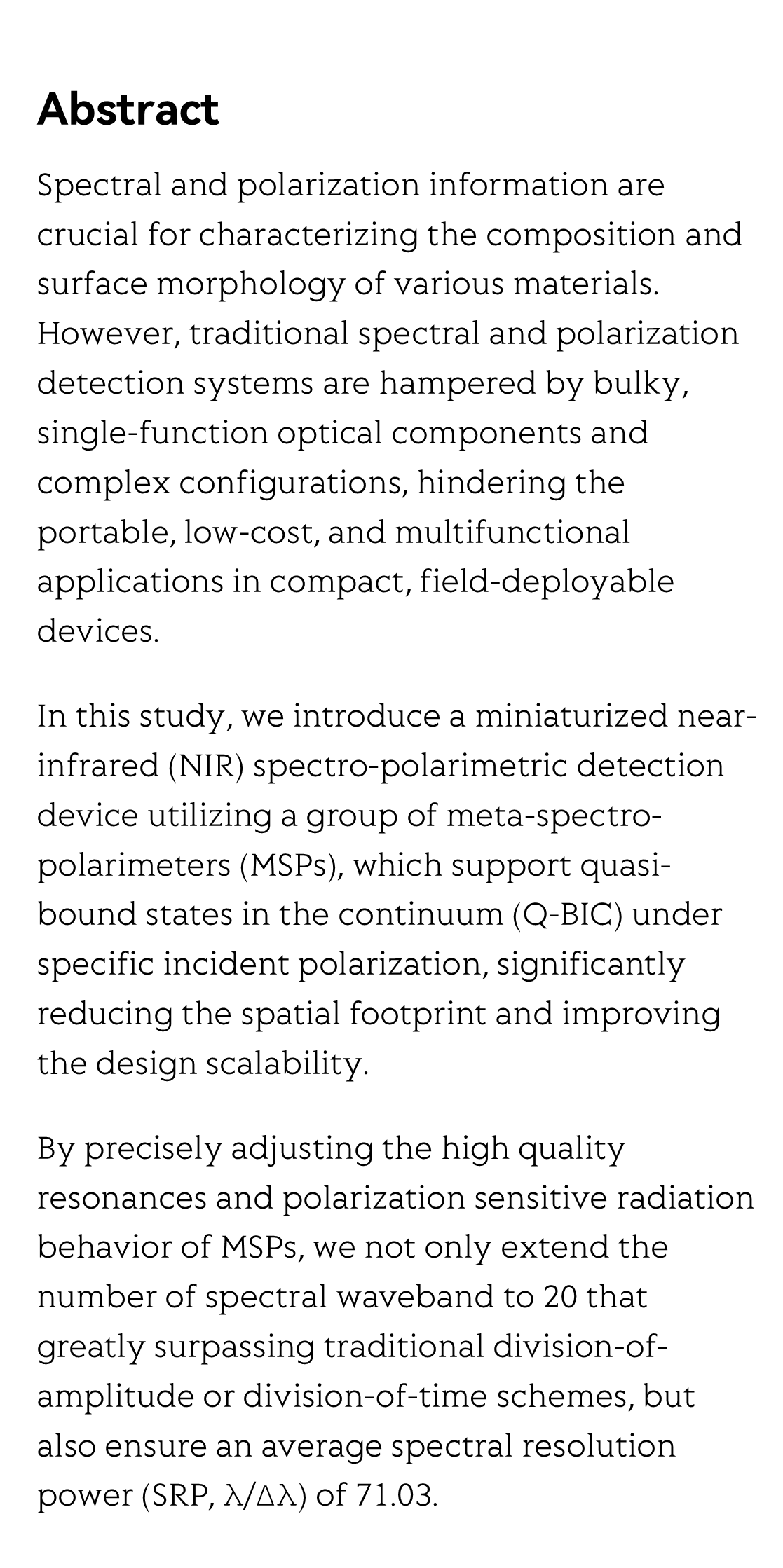 Spectro-polarimetric detection enabled by multidimensional metasurface with quasi-bound states in the continuum_2