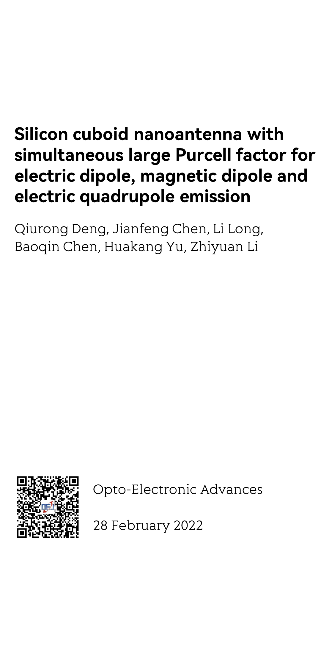 Silicon cuboid nanoantenna with simultaneous large Purcell factor for electric dipole, magnetic dipole and electric quadrupole emission_1