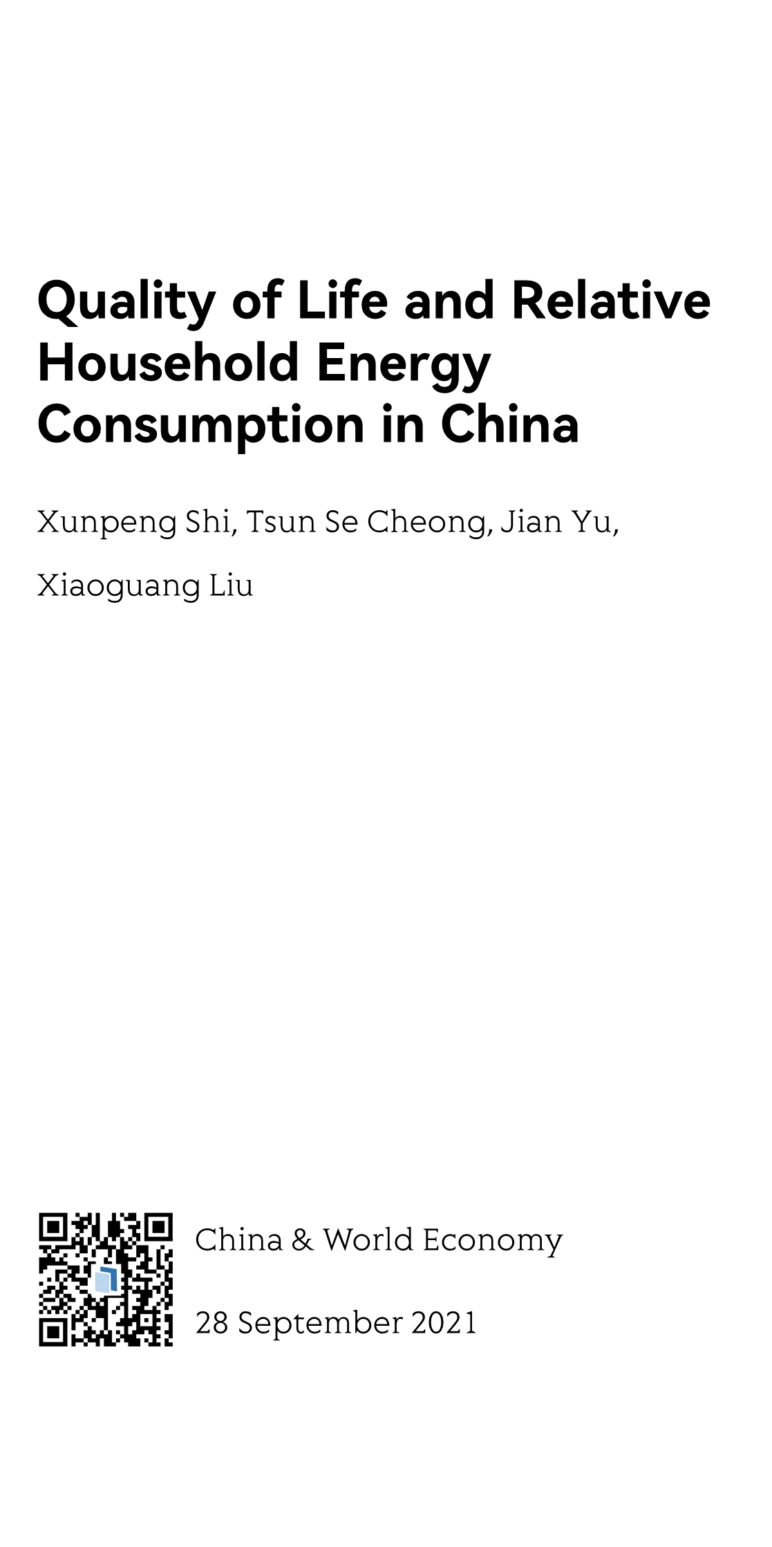 Quality of Life and Relative Household Energy Consumption in China_1