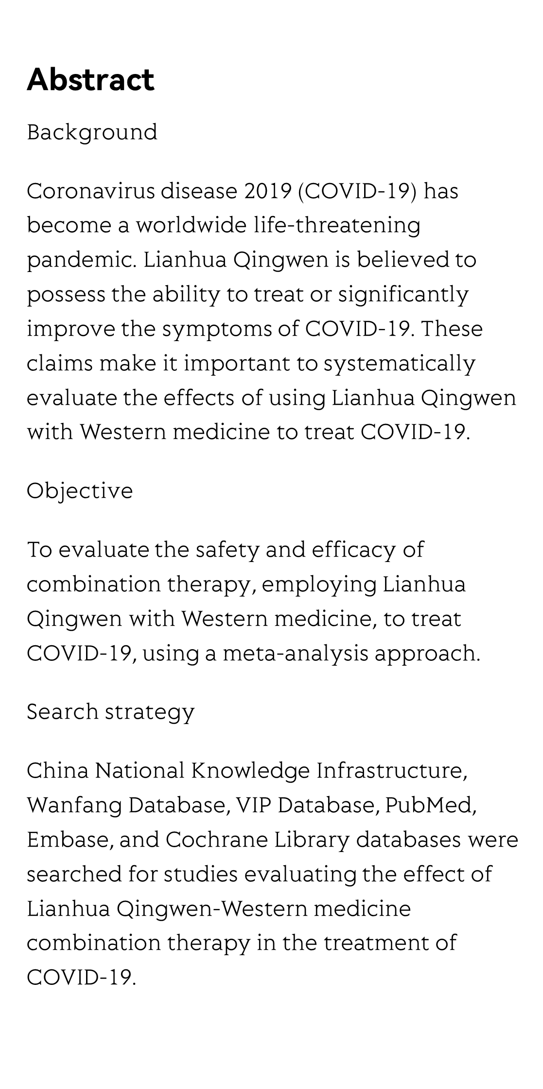 Meta-analysis on the effect of combining Lianhua Qingwen with Western medicine to treat coronavirus disease 2019_2