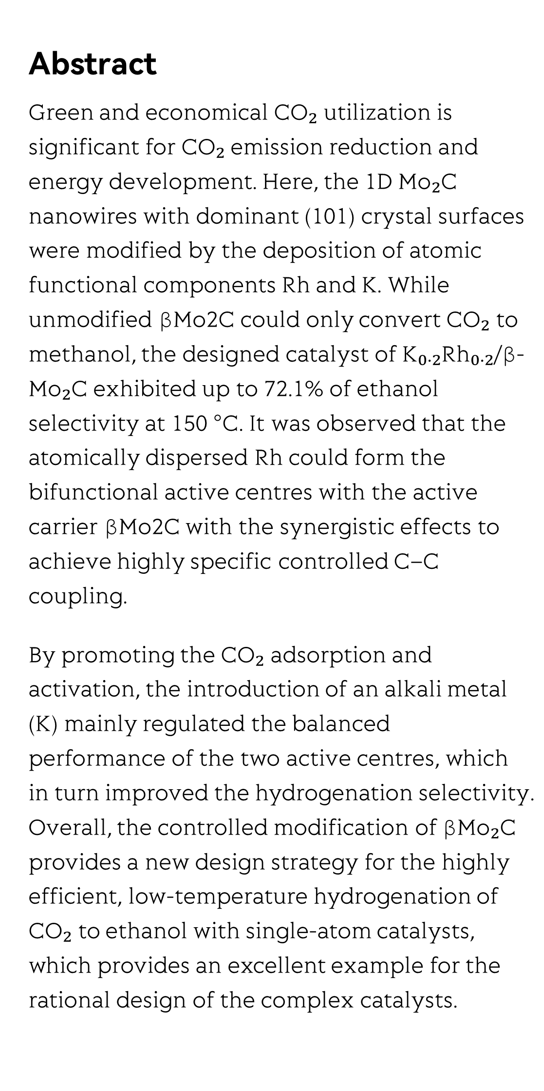 Construction of bifunctional single-atom catalysts on the optimized β-Mo₂C surface for highly selective hydrogenation of CO₂ into ethanol_2