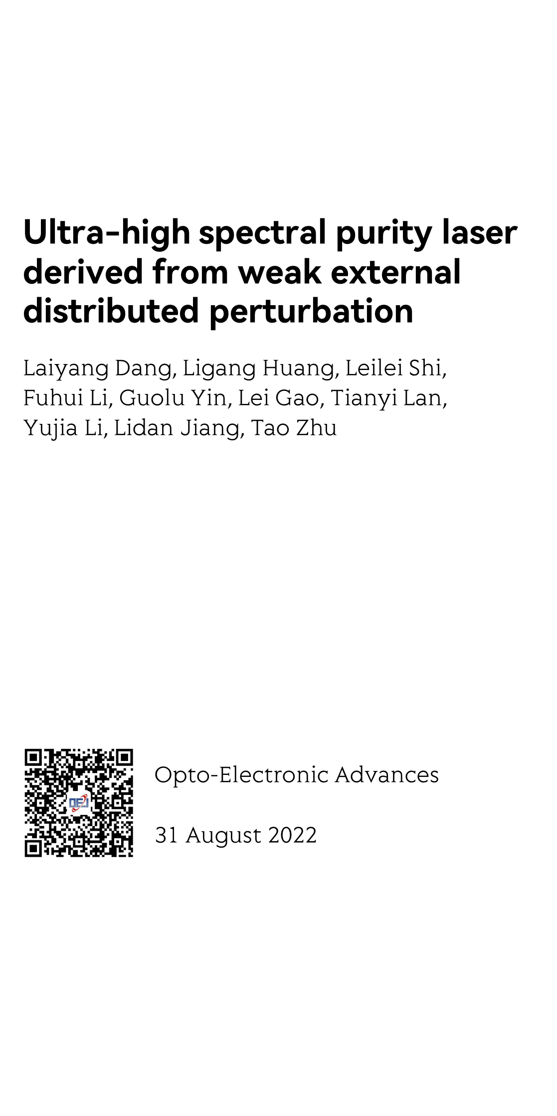 Ultra-high spectral purity laser derived from weak external distributed perturbation_1