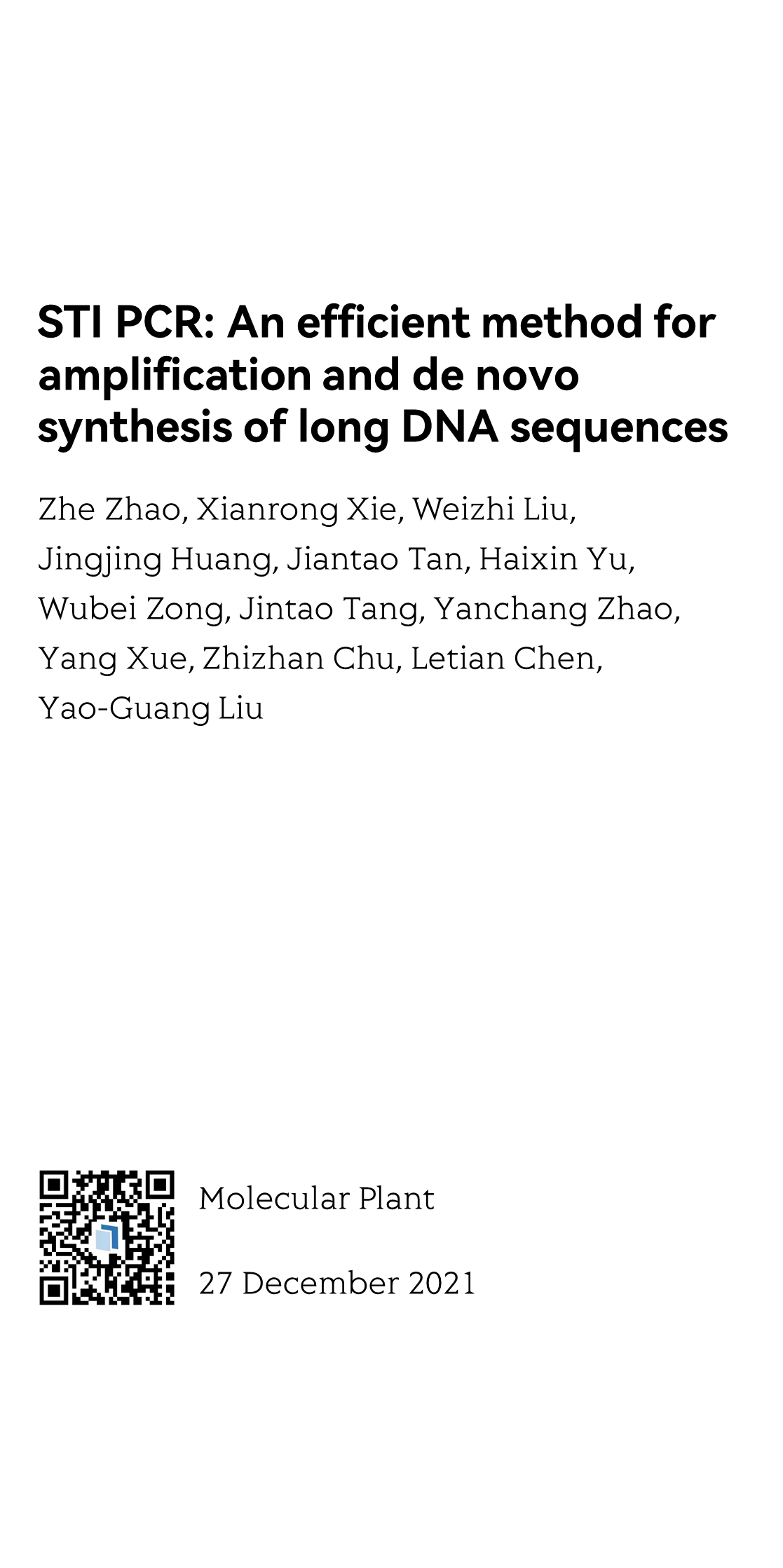 STI PCR: An efficient method for amplification and de novo synthesis of long DNA sequences_1