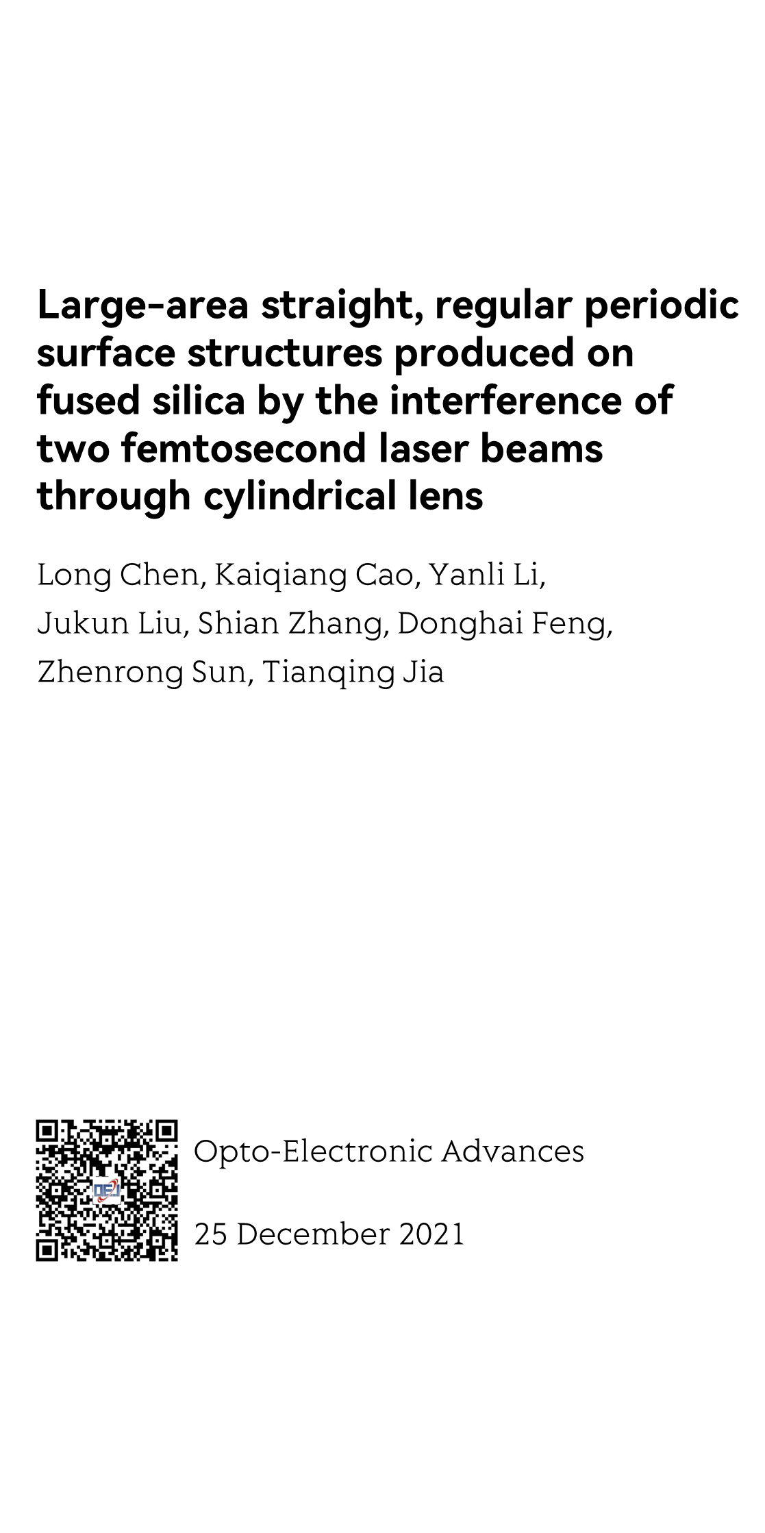 Large-area straight, regular periodic surface structures produced on fused silica by the interference of two femtosecond laser beams through cylindrical lens_1