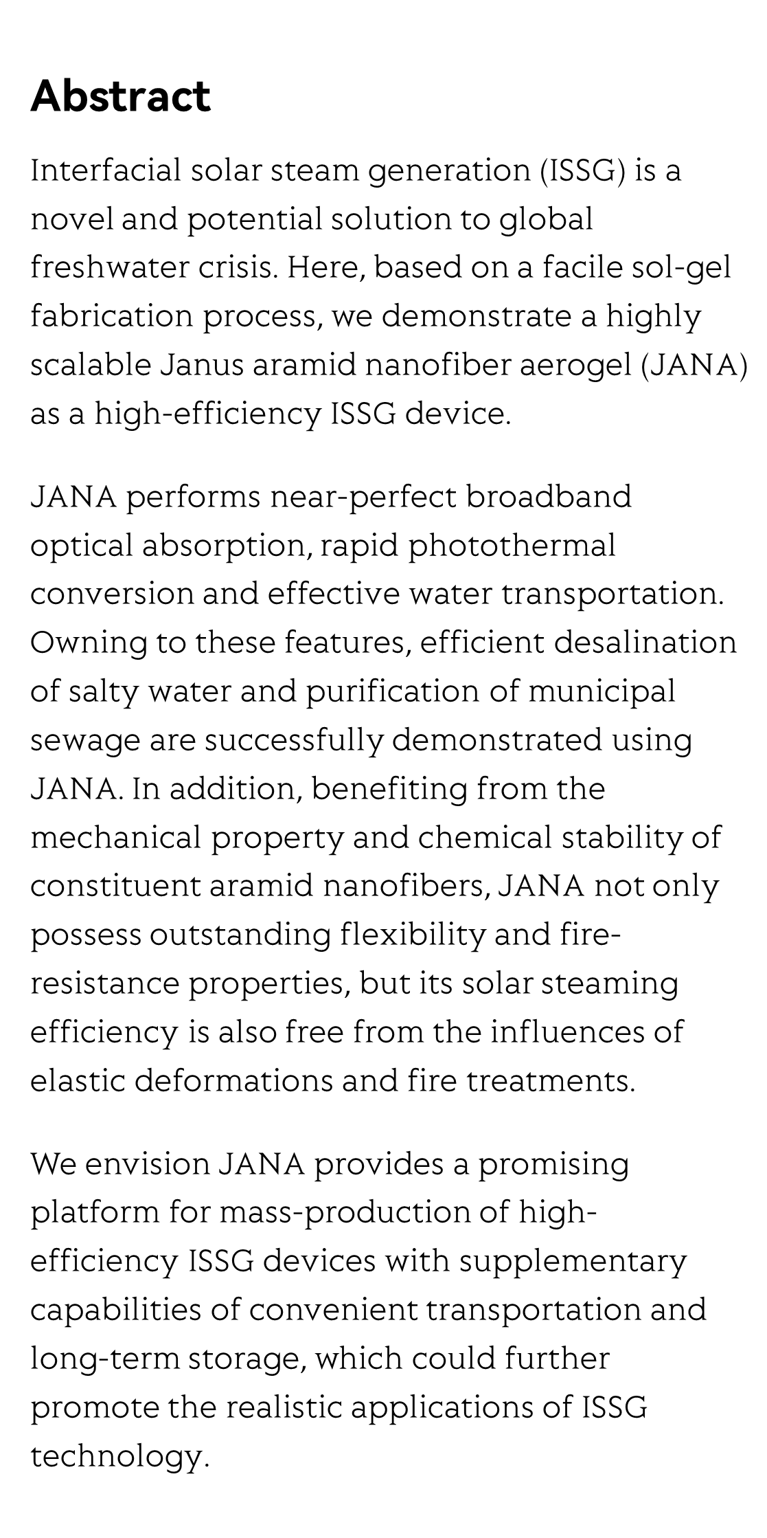 Janus aramid nanofiber aerogel incorporating plasmonic nanoparticles for high-efficiency interfacial solar steam generation_2