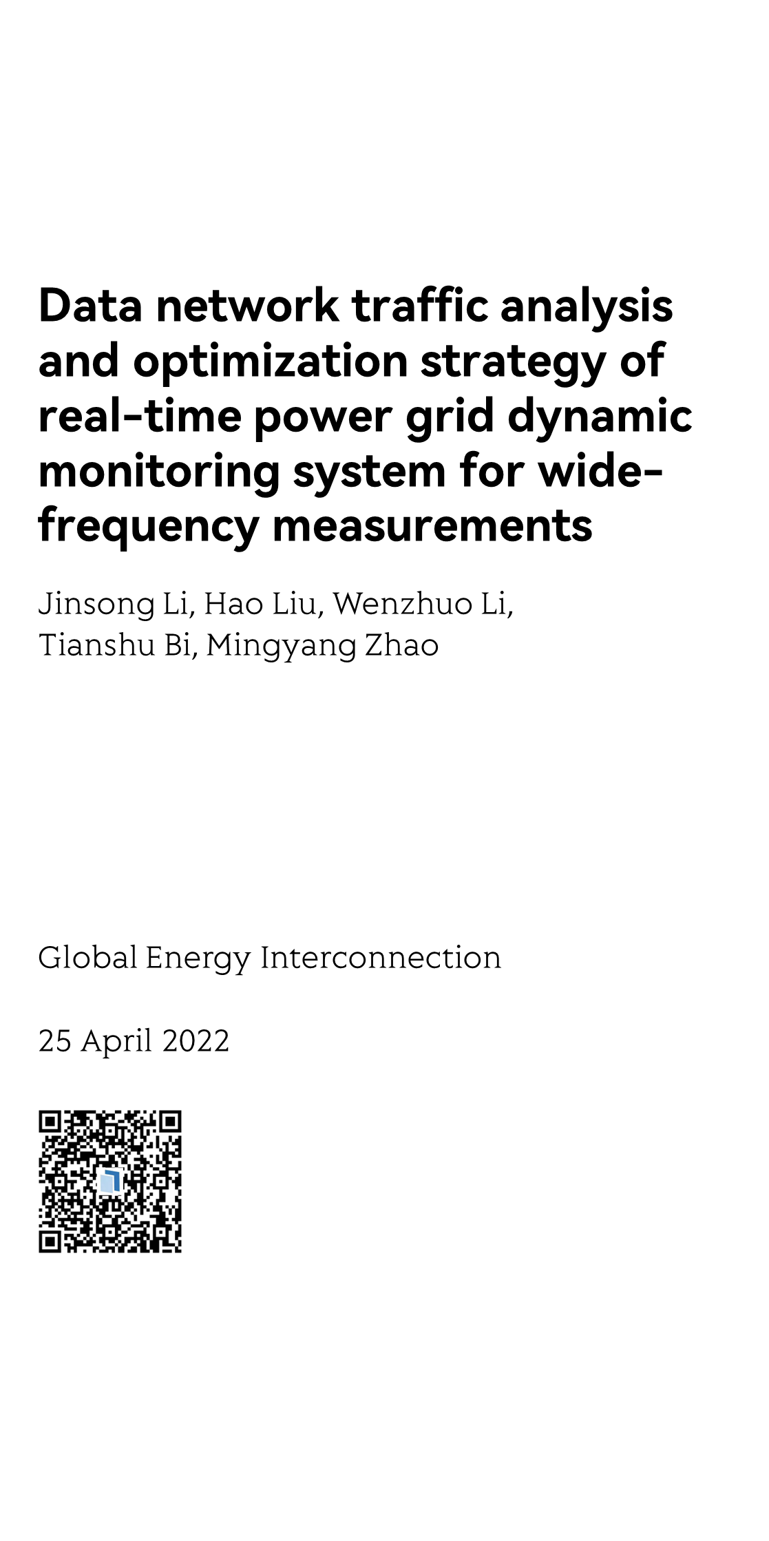 Data network traffic analysis and optimization strategy of real-time power grid dynamic monitoring system for wide-frequency measurements_1