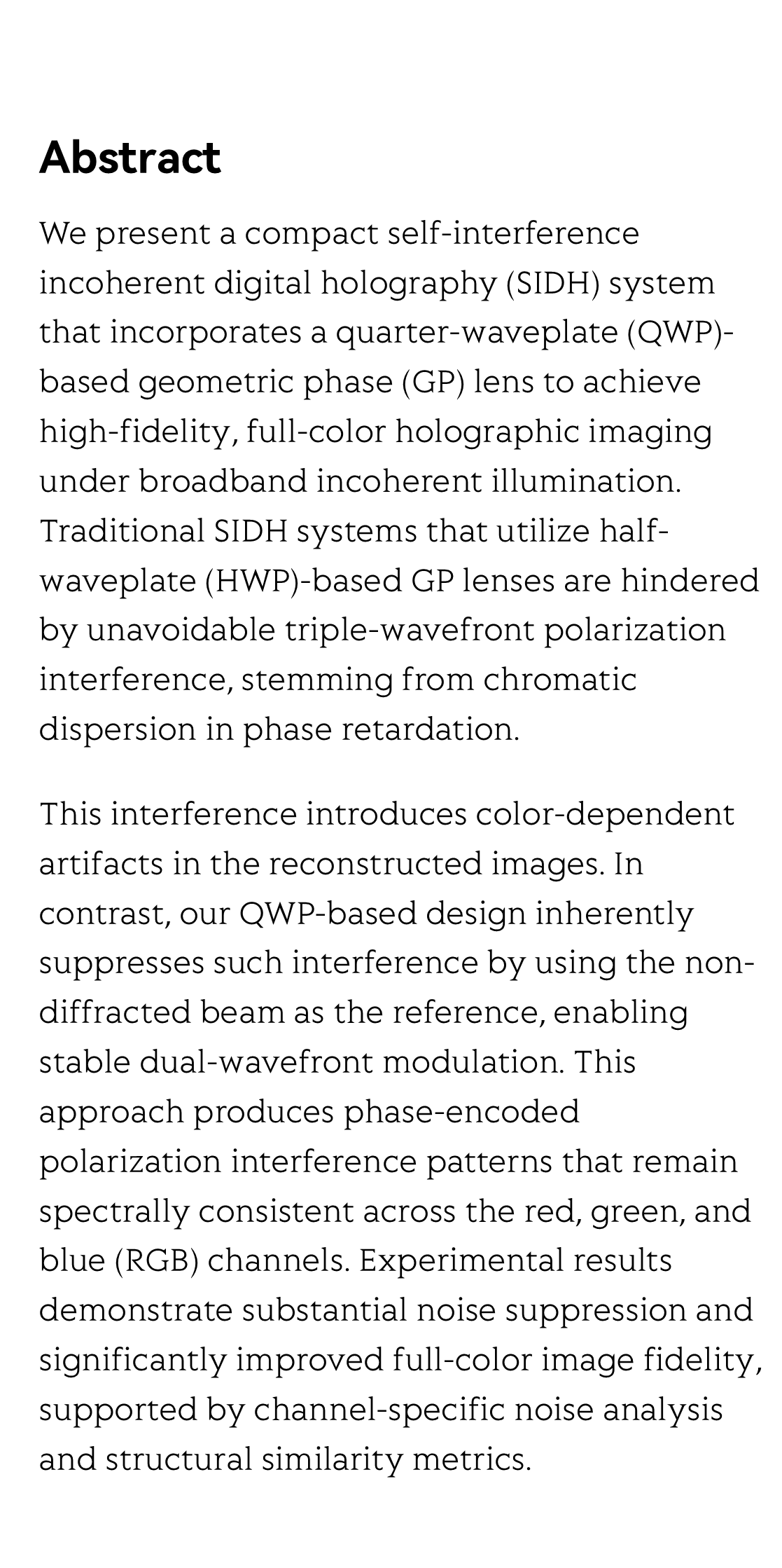 High-fidelity full-color self-interference incoherent digital holography via quarter-wave geometric phase optics_2