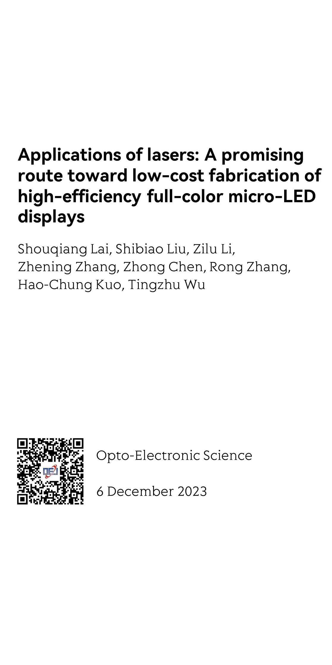 Applications of lasers: A promising route toward low-cost fabrication of high-efficiency full-color micro-LED displays_1