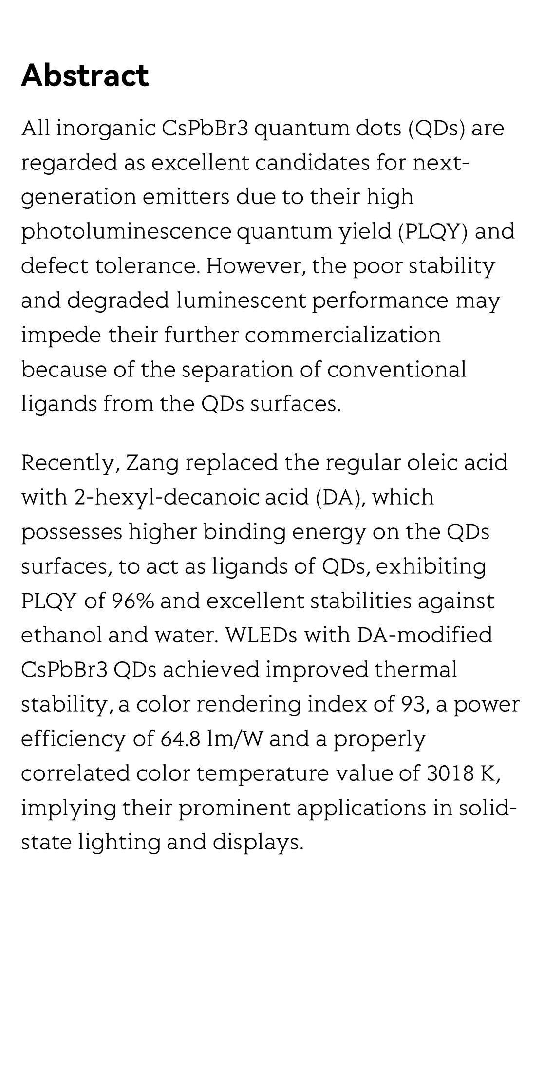 High-performance warm white LED based on thermally stable all inorganic perovskite quantum dots_2