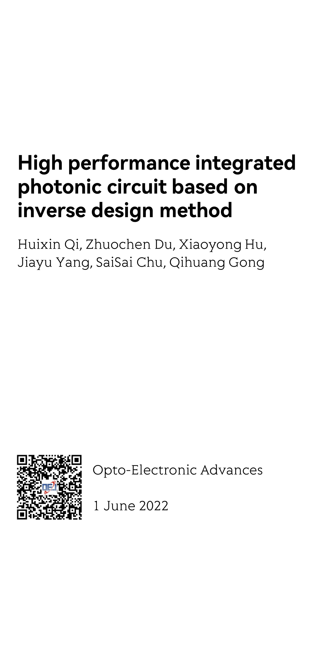 High performance integrated photonic circuit based on inverse design method_1