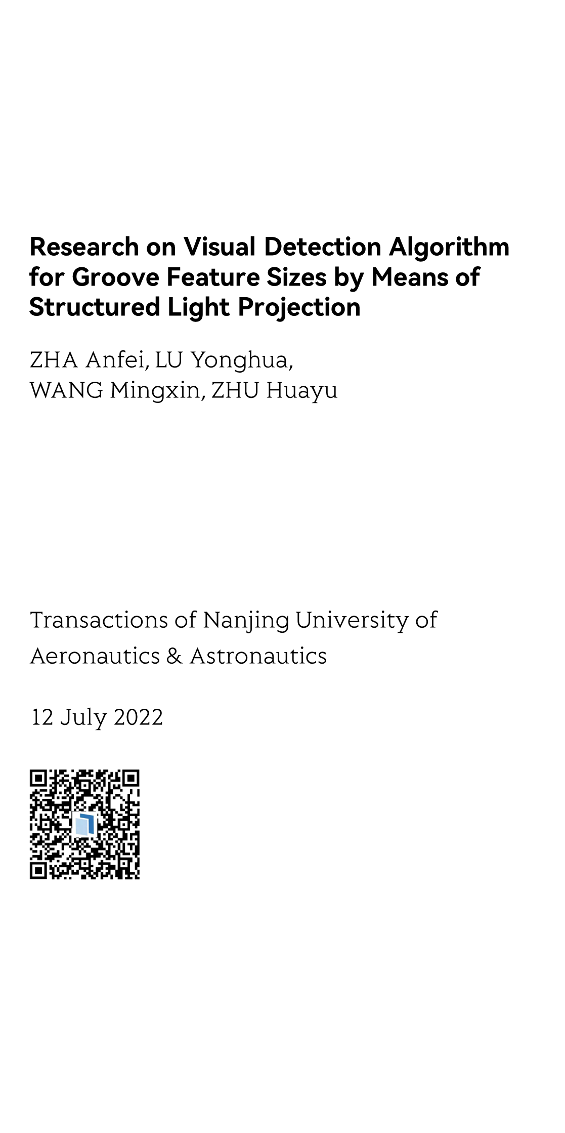 Research on Visual Detection Algorithm for Groove Feature Sizes by Means of Structured Light Projection_1