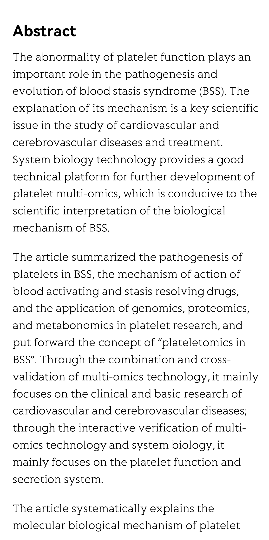 Application and Prospect of Platelet Multi-Omics Technology in Study of Blood Stasis Syndrome_2