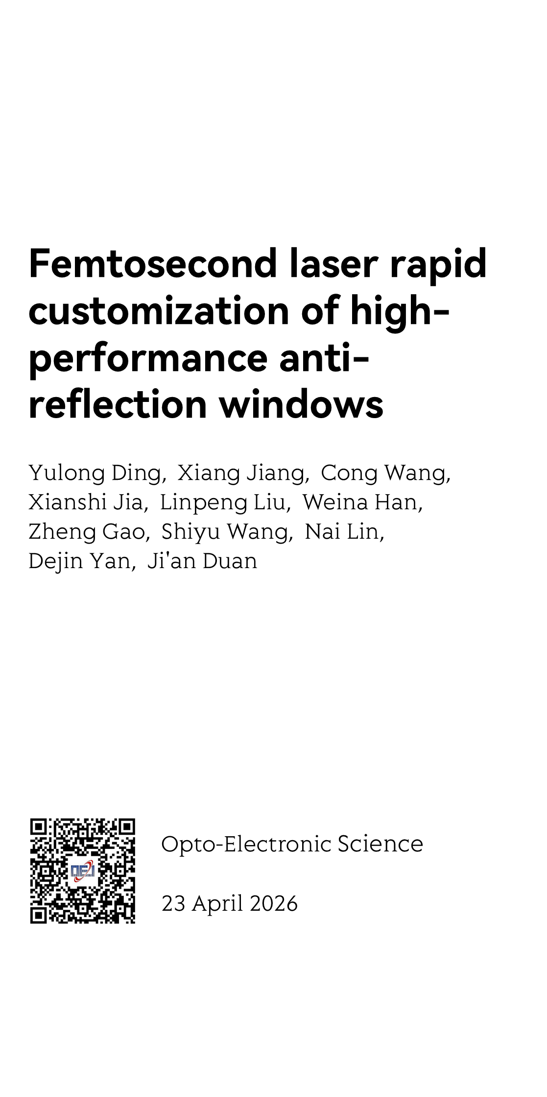 Femtosecond laser rapid customization of high-performance anti-reflection windows_1