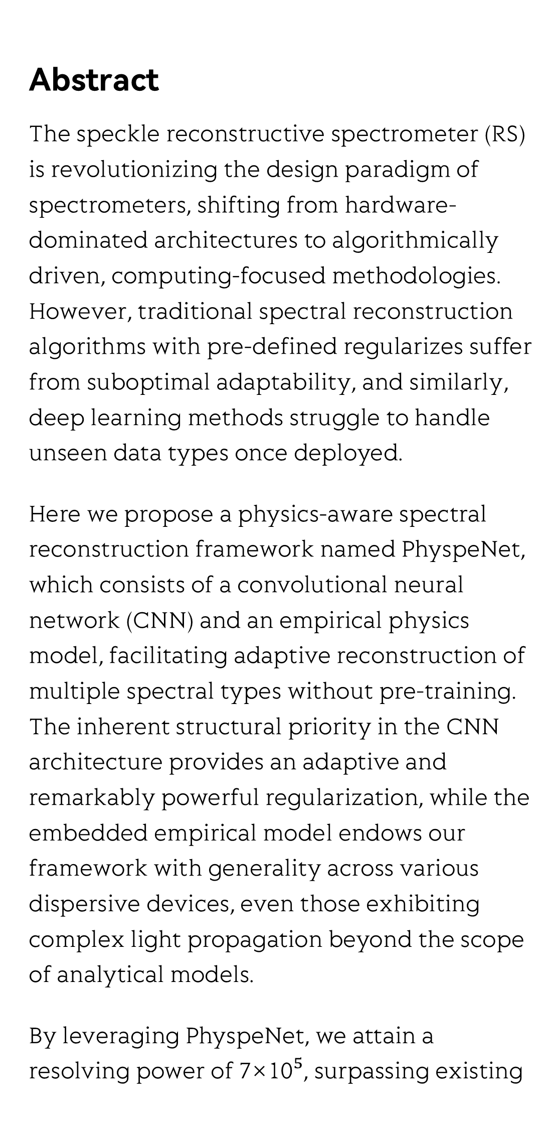 PhyspeNet: An empirical physics-aware network for adaptive speckle reconstructive spectrometry_2