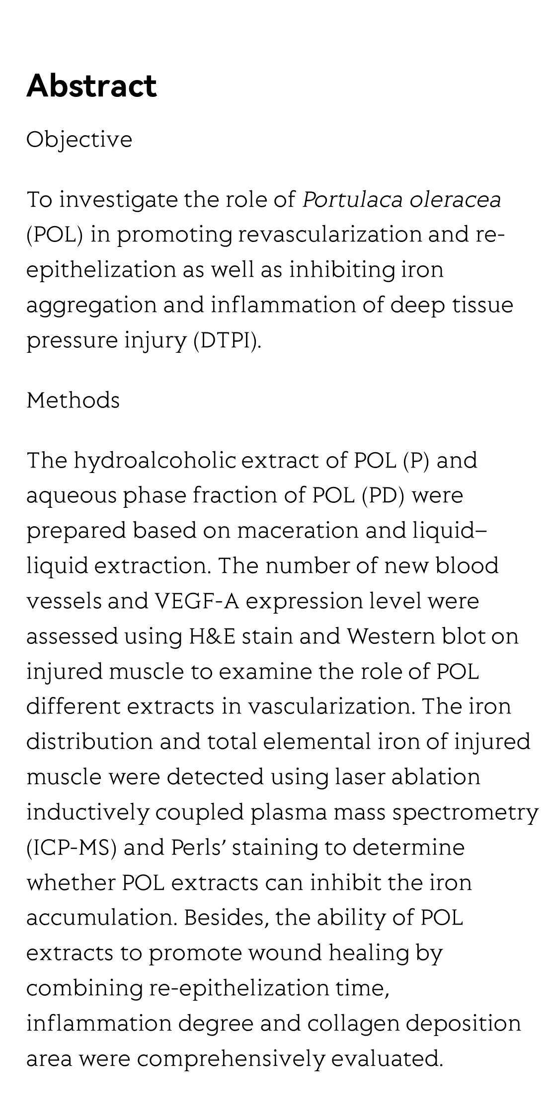 Extracts of Portulaca oleracea promote wound healing by enhancing angiology regeneration and inhibiting iron accumulation in mice_2