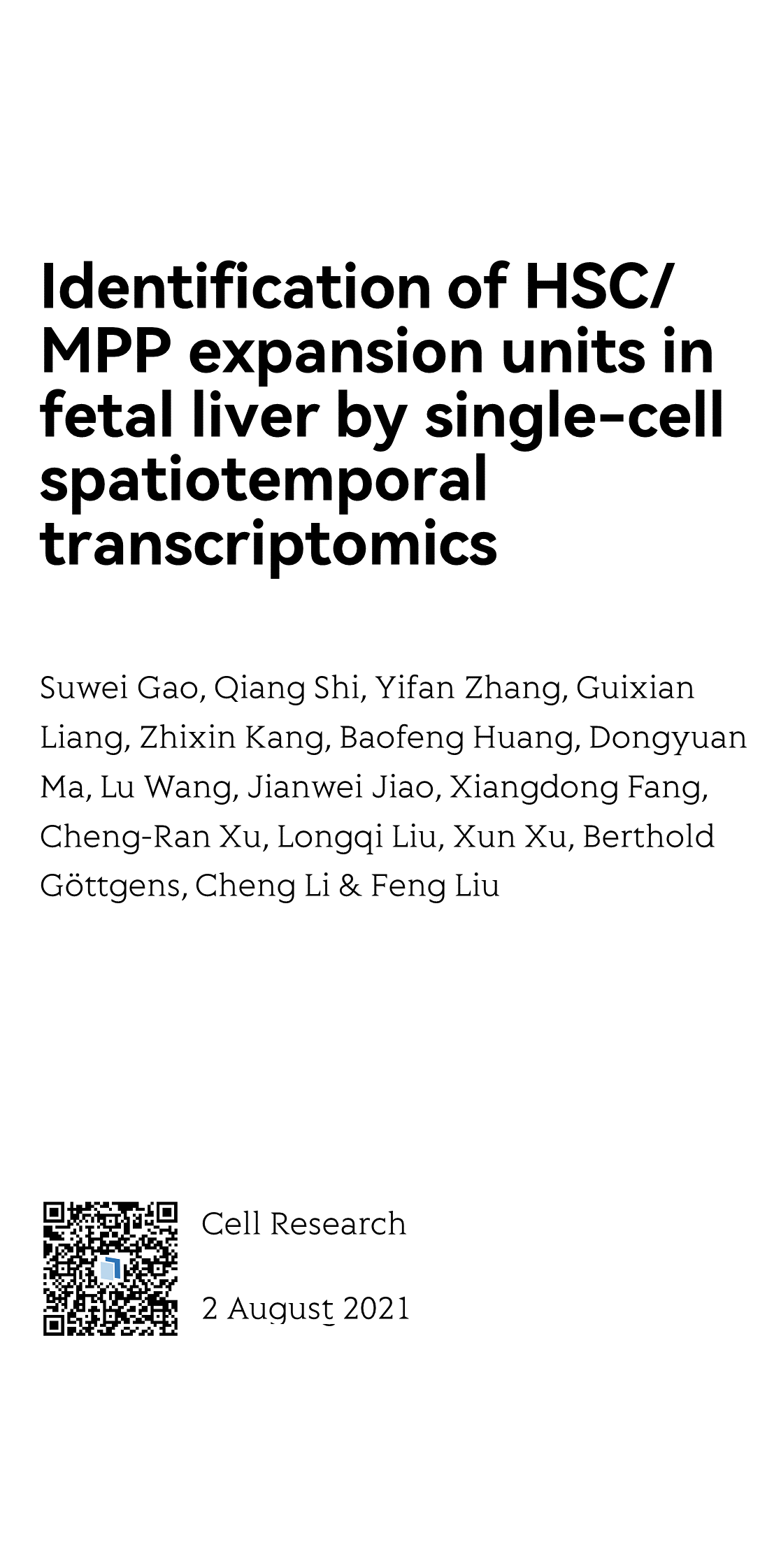 Identification of HSC/MPP expansion units in fetal liver by single-cell spatiotemporal transcriptomics_1
