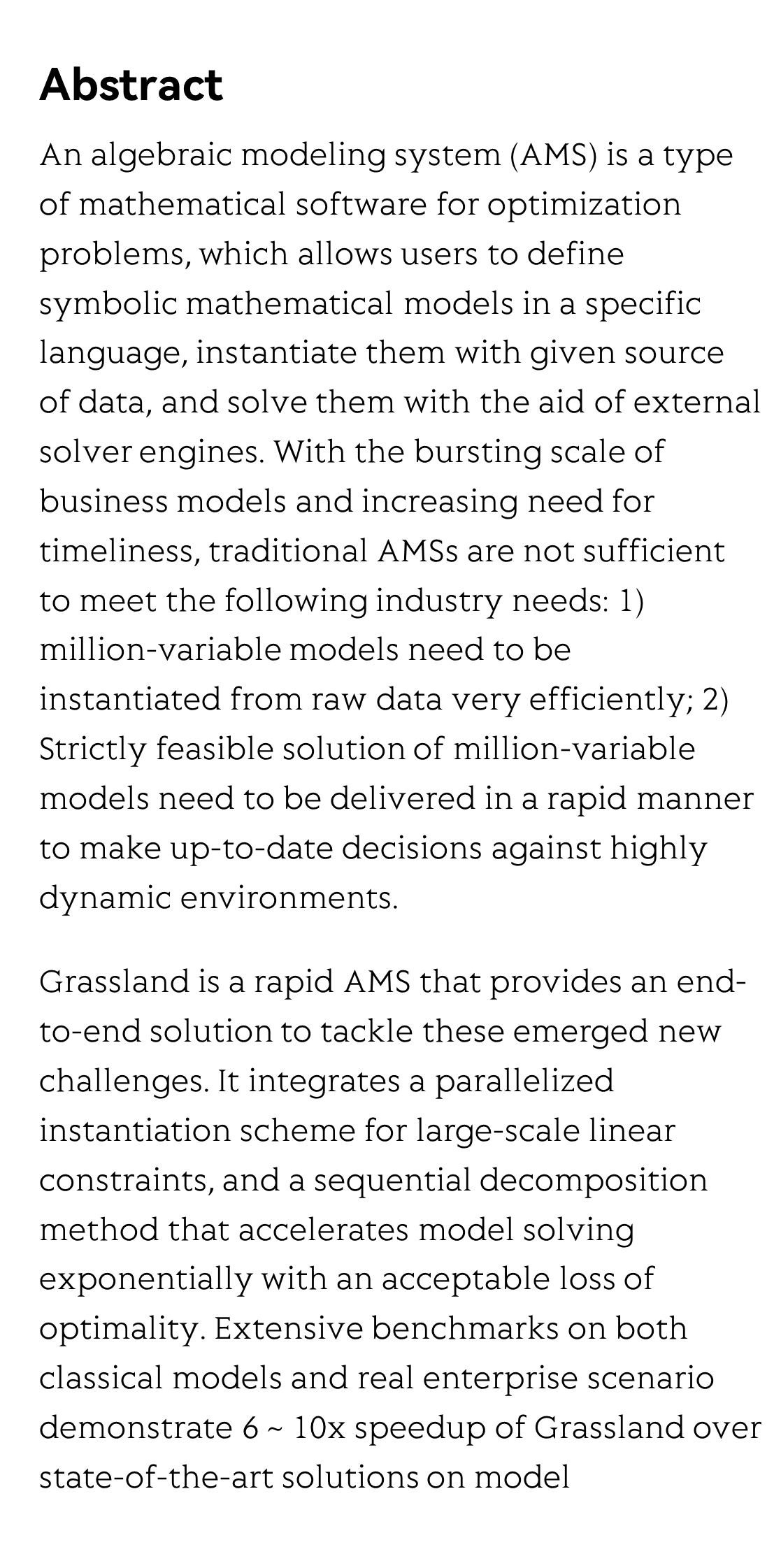 Grassland: A Rapid Algebraic Modeling System for Million-variable Optimization_2