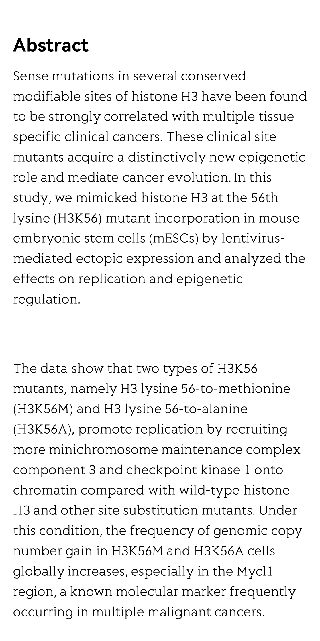 Incorporation of a histone mutant with H3K56 site substitution perturbs the replication machinery in mouse embryonic stem cells_2