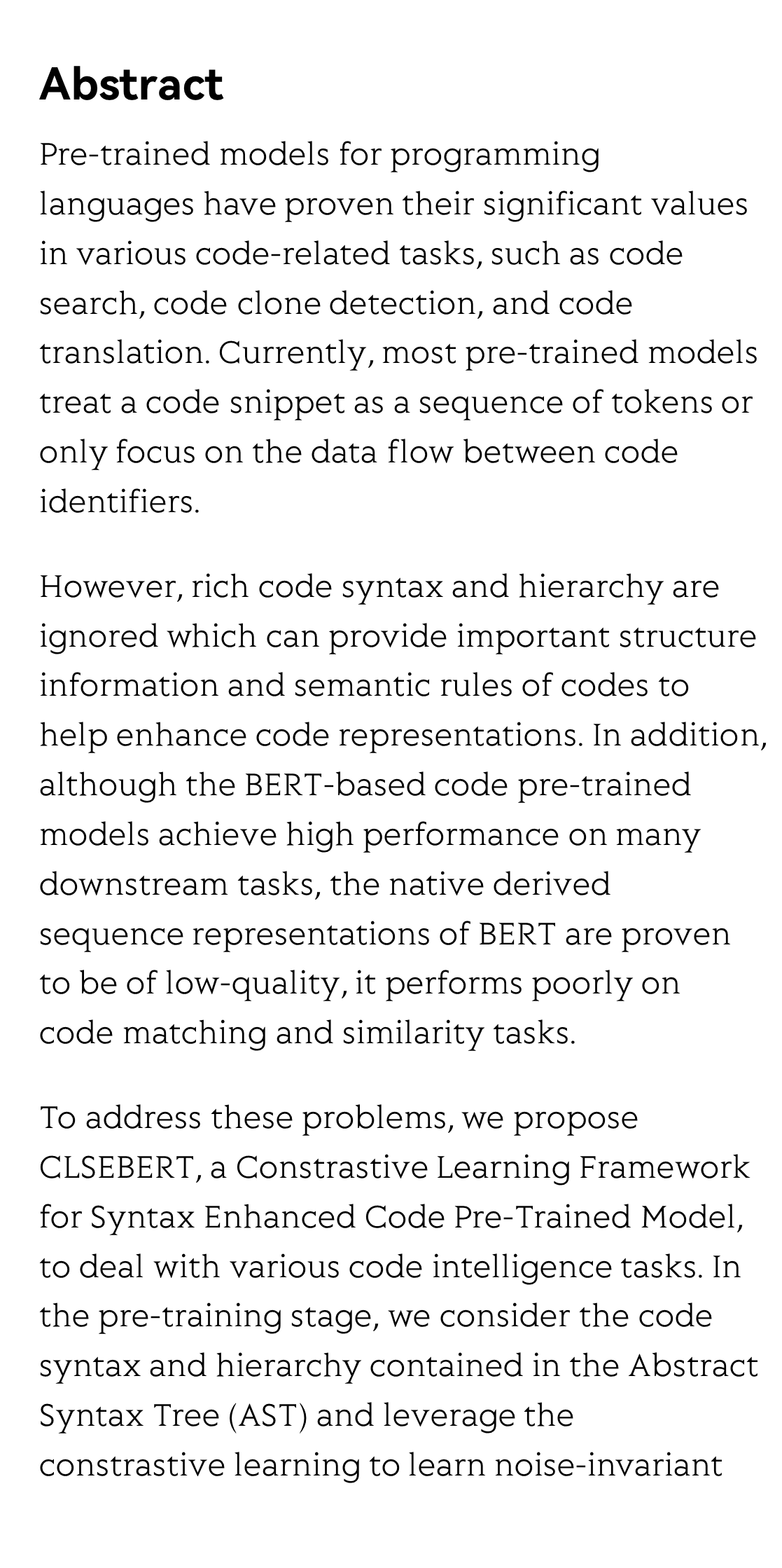 CLSEBERT: Contrastive Learning for Syntax Enhanced Code Pre-Trained Model_2