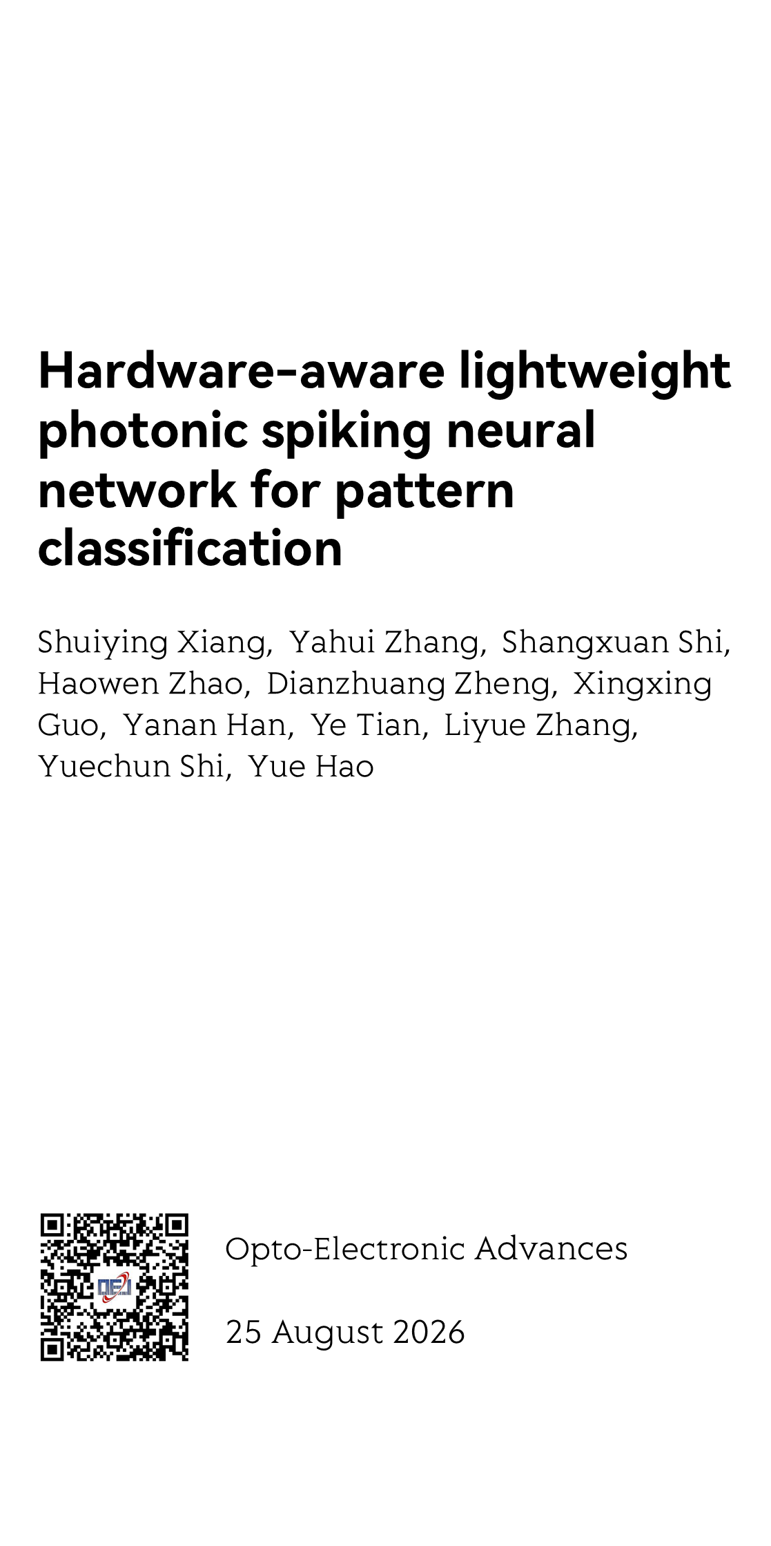 Hardware-aware lightweight photonic spiking neural network for pattern classification_1