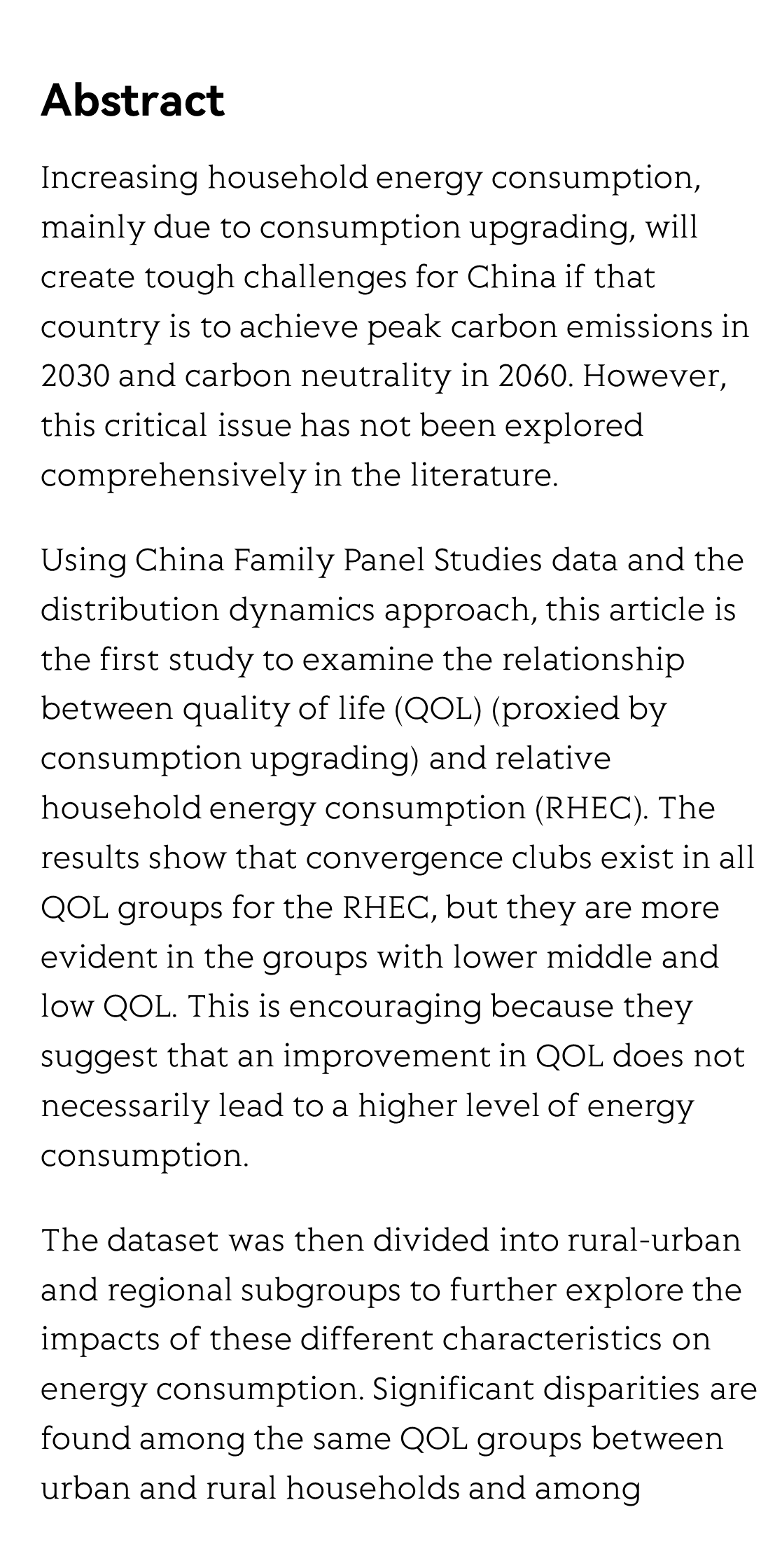 Quality of Life and Relative Household Energy Consumption in China_2