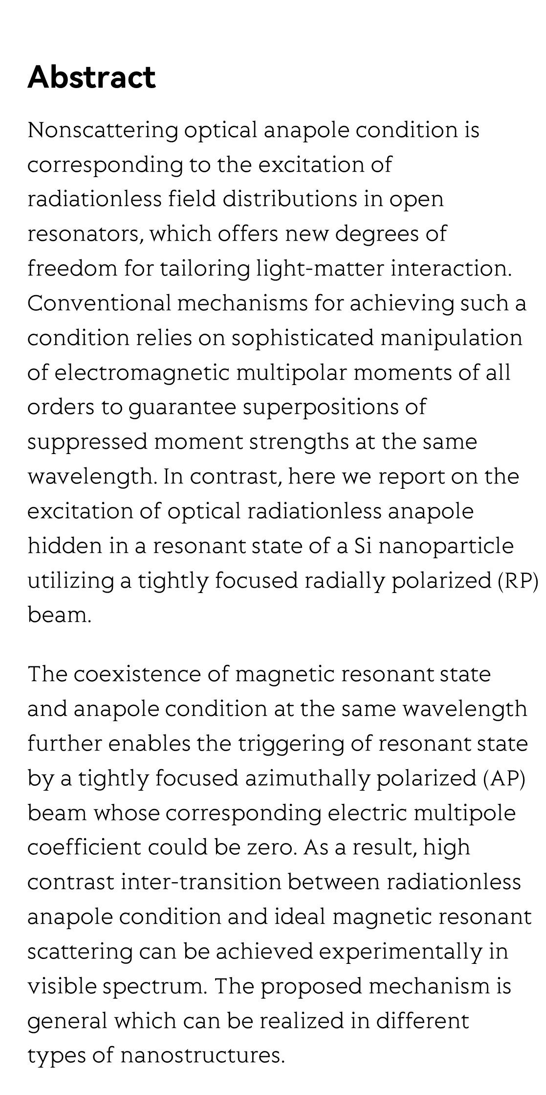 Cylindrical vector beams reveal radiationless anapole condition in a resonant state_2