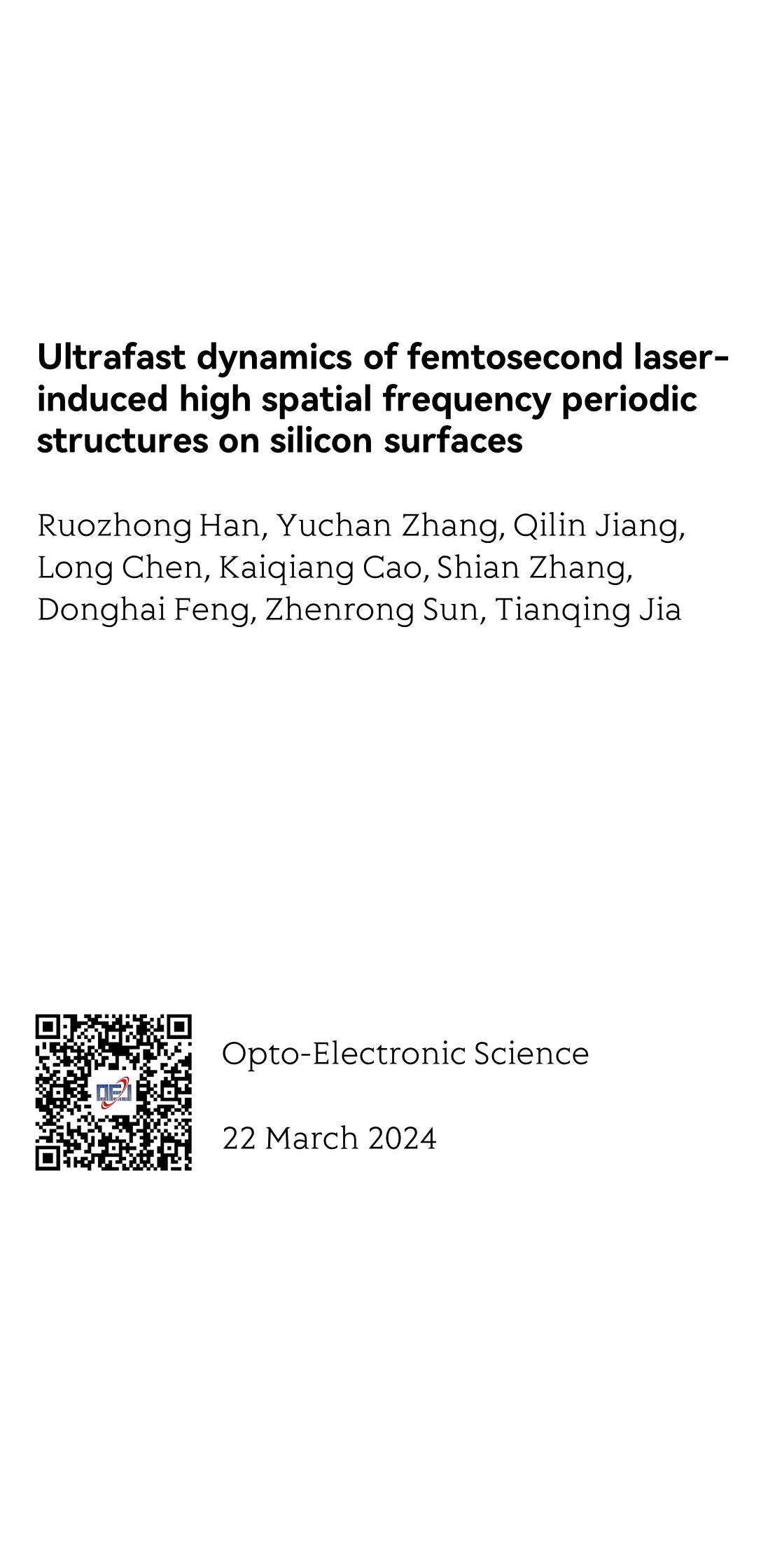 Ultrafast dynamics of femtosecond laser-induced high spatial frequency periodic structures on silicon surfaces_1