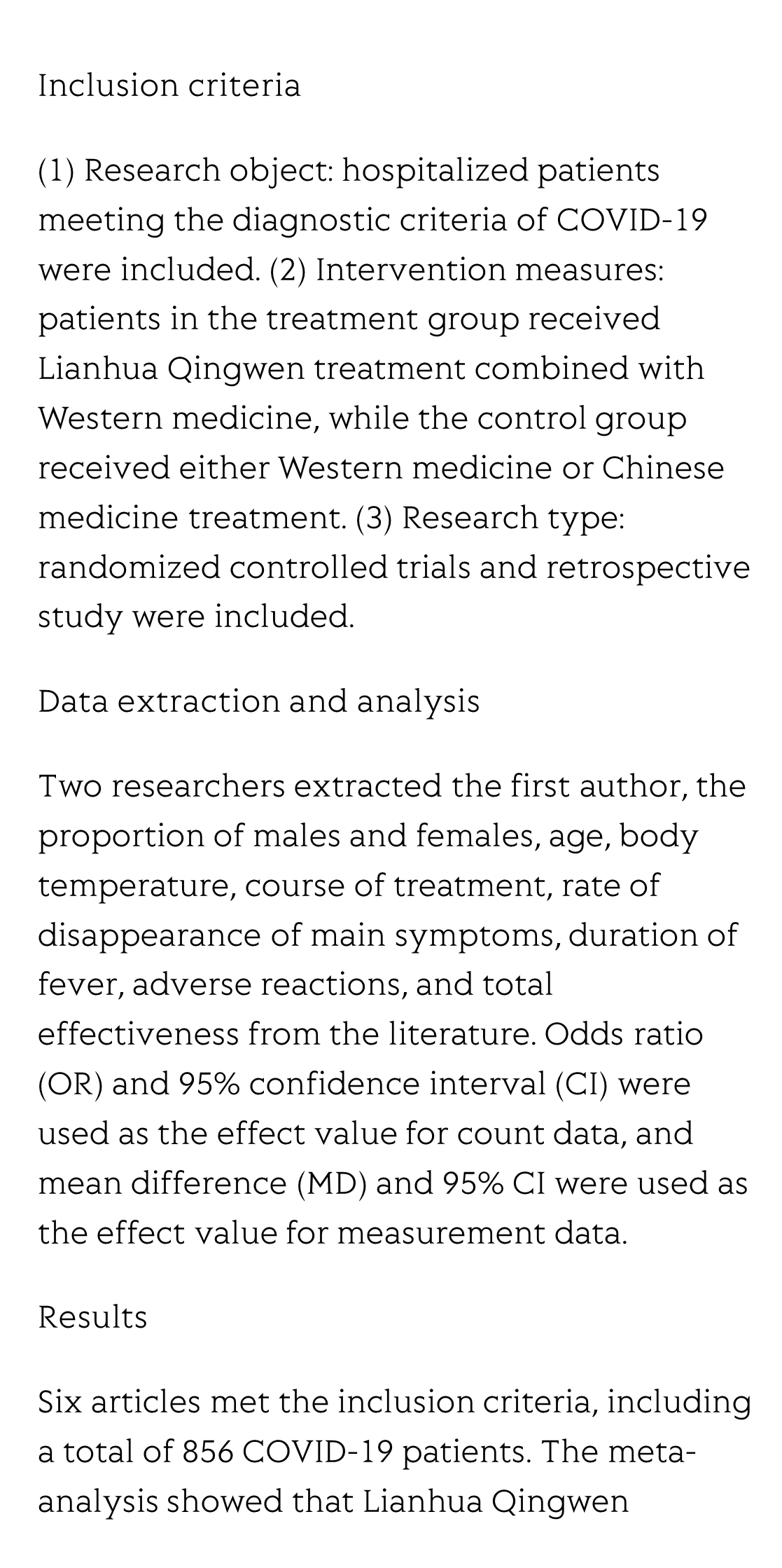 Meta-analysis on the effect of combining Lianhua Qingwen with Western medicine to treat coronavirus disease 2019_3