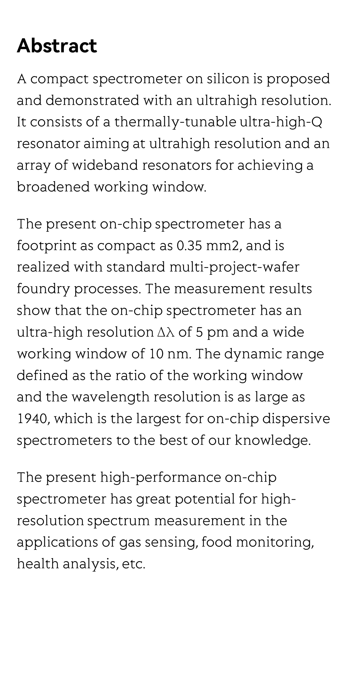 Ultrahigh-resolution on-chip spectrometer with silicon photonic resonators_2