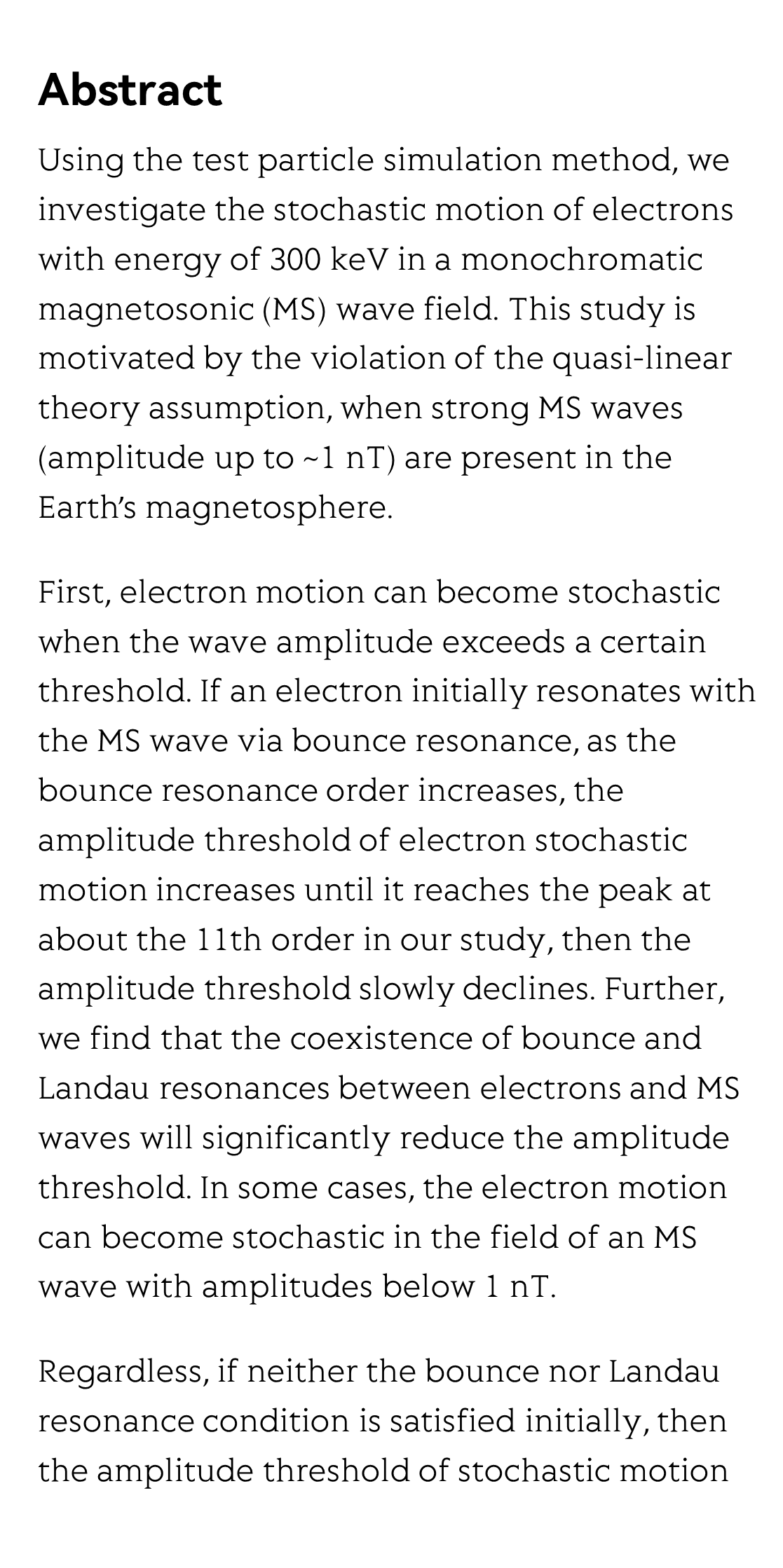 Study on electron stochastic motions in the magnetosonic wave field: Test particle simulations_2