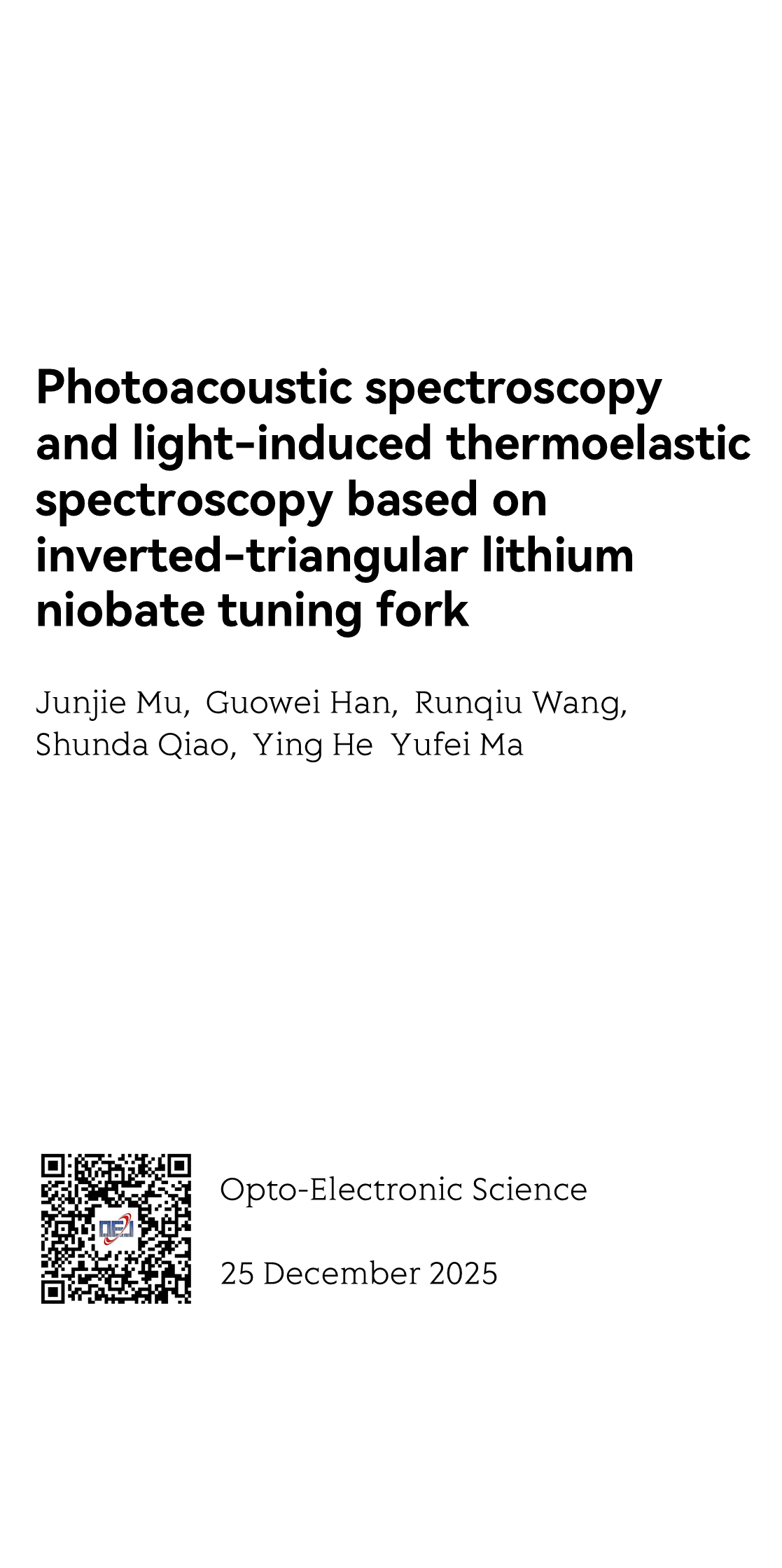 Photoacoustic spectroscopy and light-induced thermoelastic spectroscopy based on inverted-triangular lithium niobate tuning fork_1