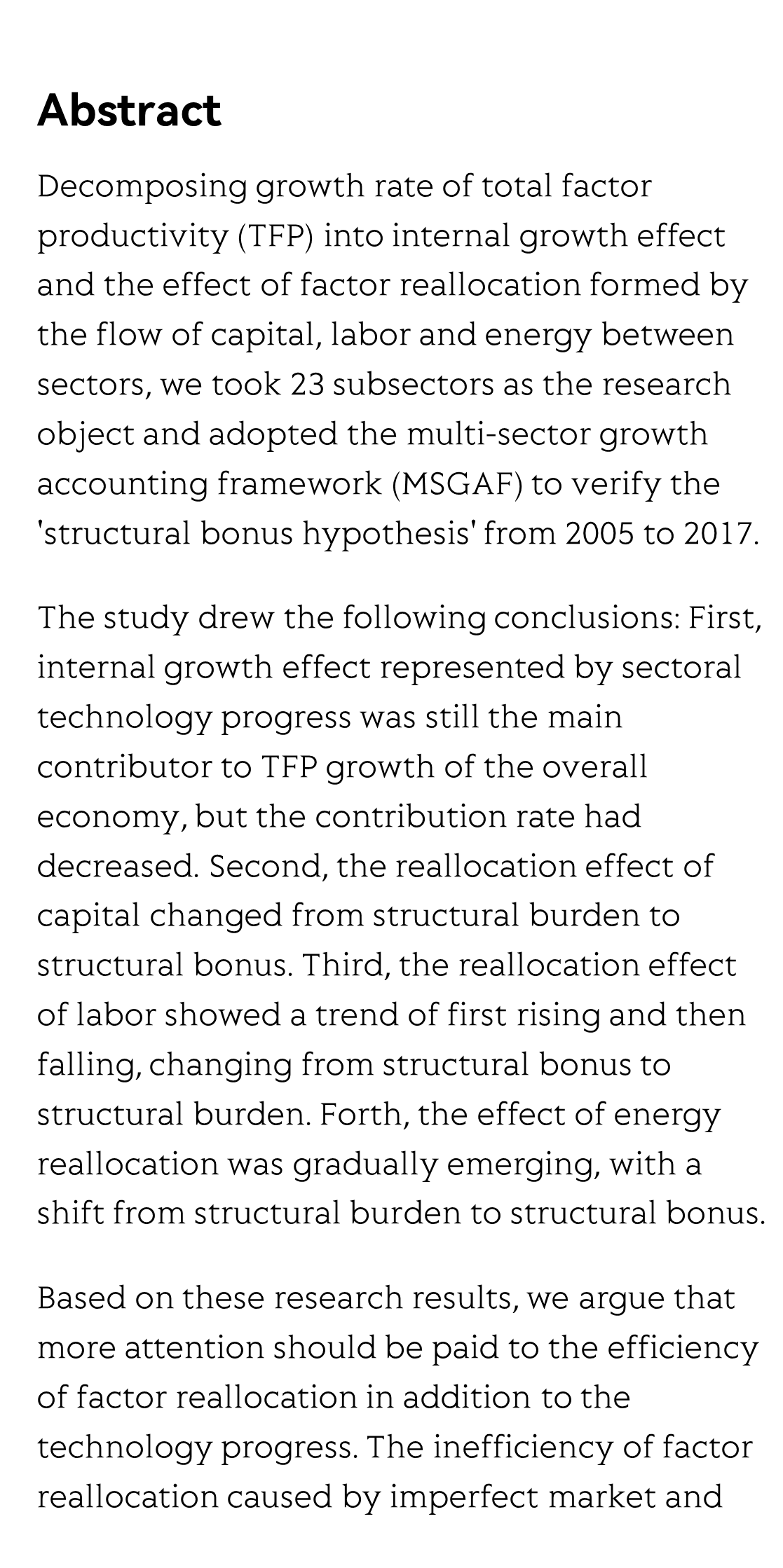 China's factor reallocation effect considering energy_2