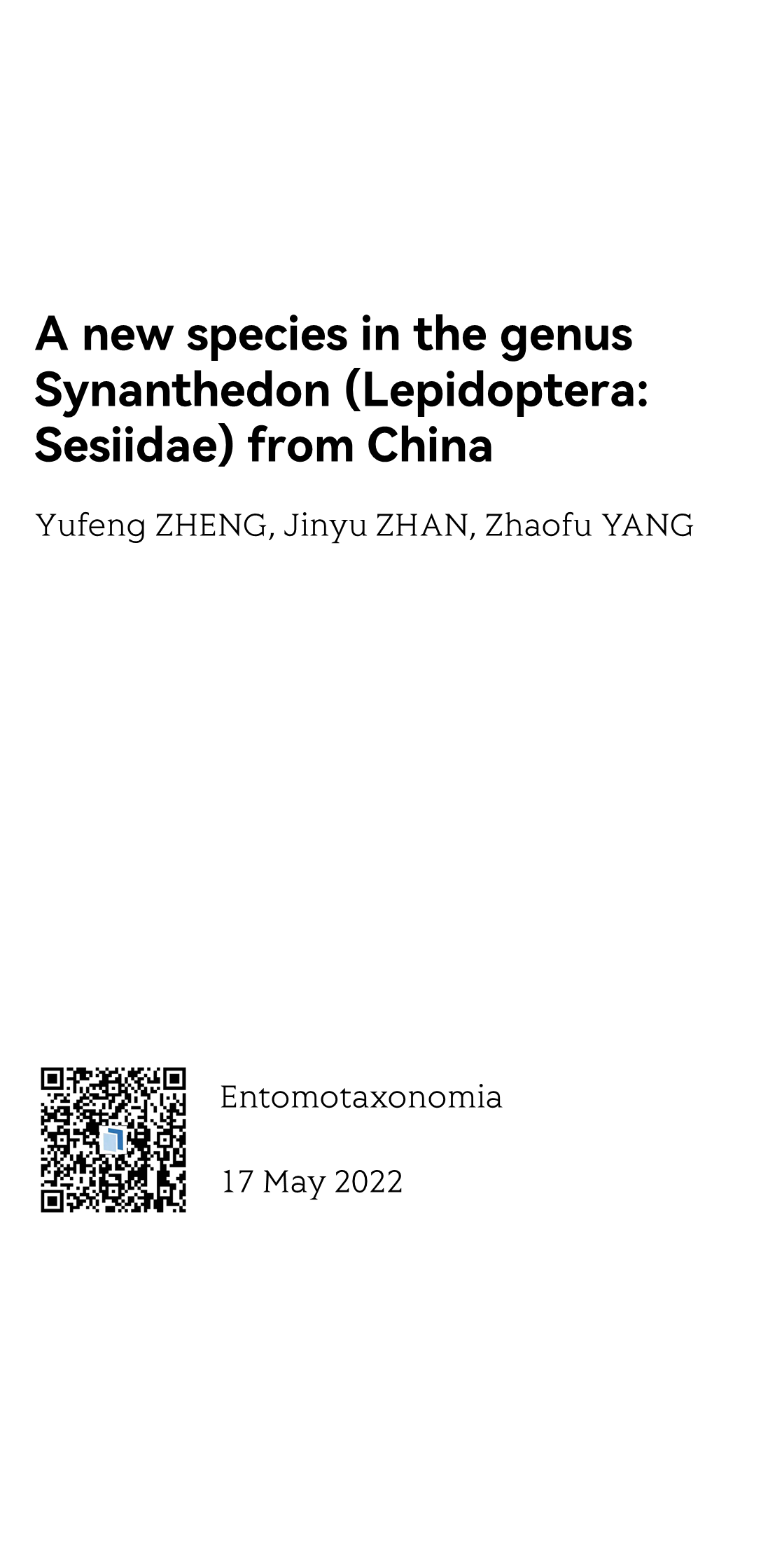 A new species in the genus Synanthedon (Lepidoptera: Sesiidae) from China_1