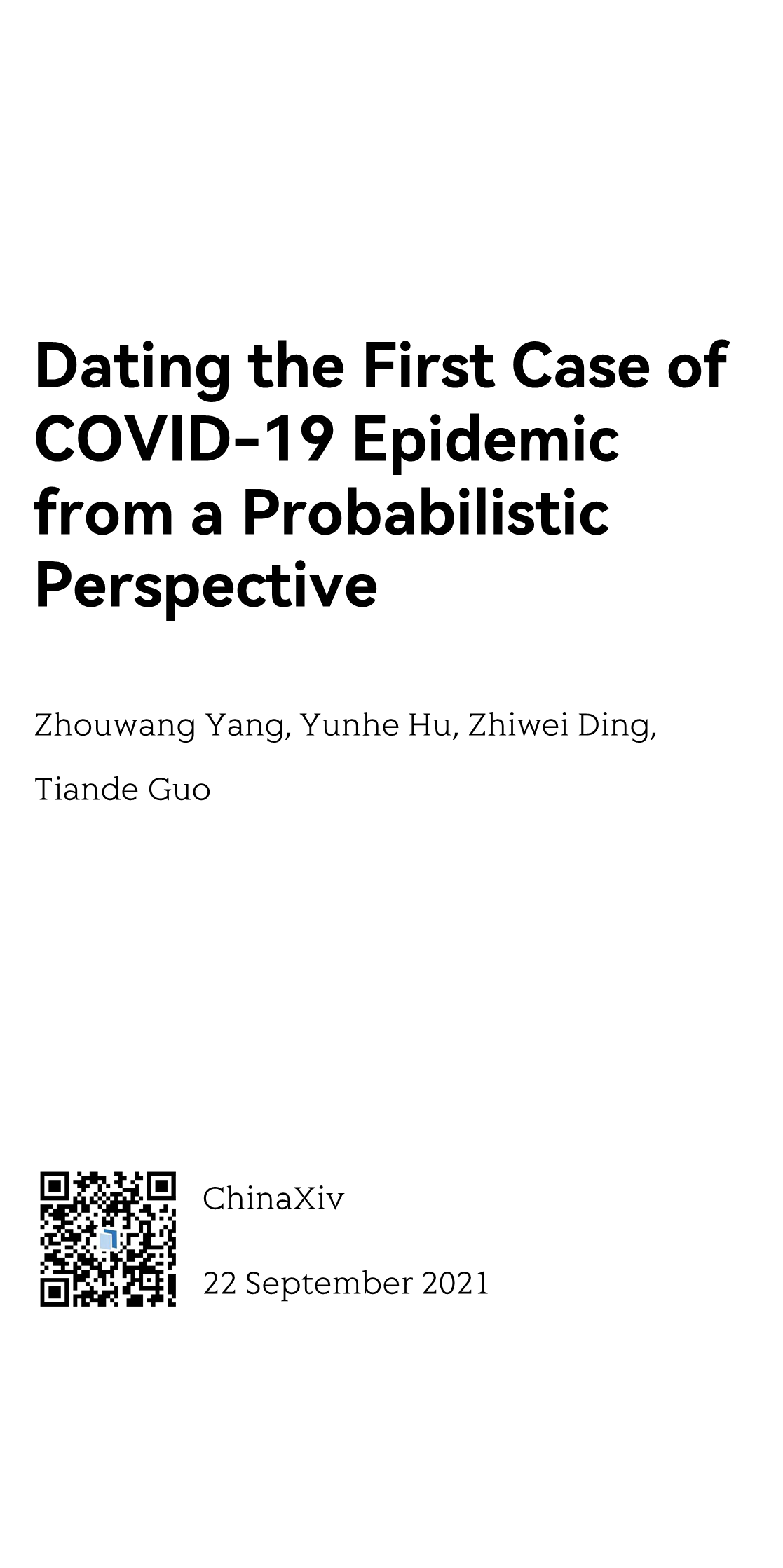 Dating the First Case of COVID-19 Epidemic from a Probabilistic Perspective_1