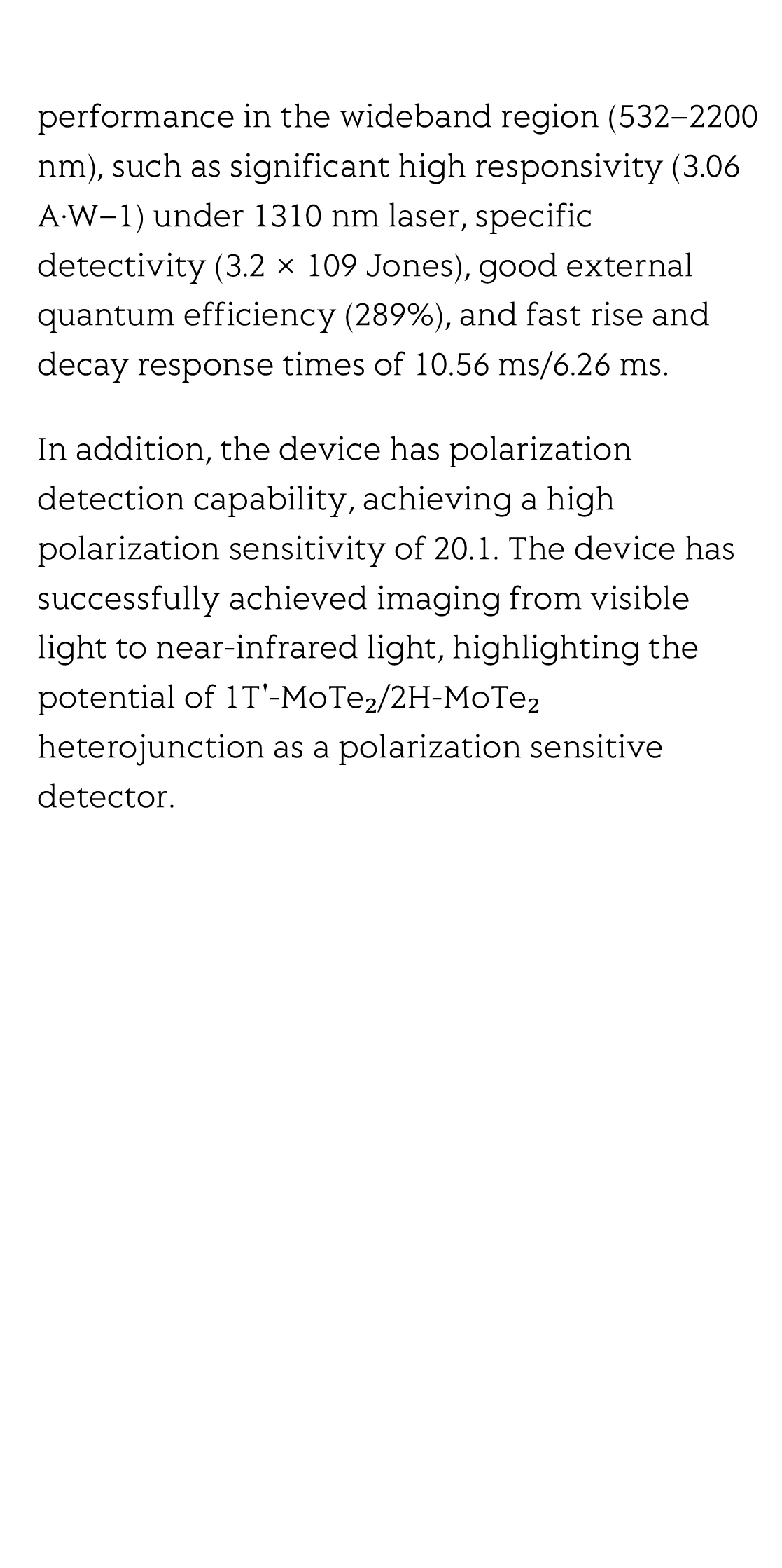 Ultra-sensitive multi-band infrared polarization photodetector based on 1T'-MoTe₂/2H-MoTe₂ van der Waals heterostructure_3