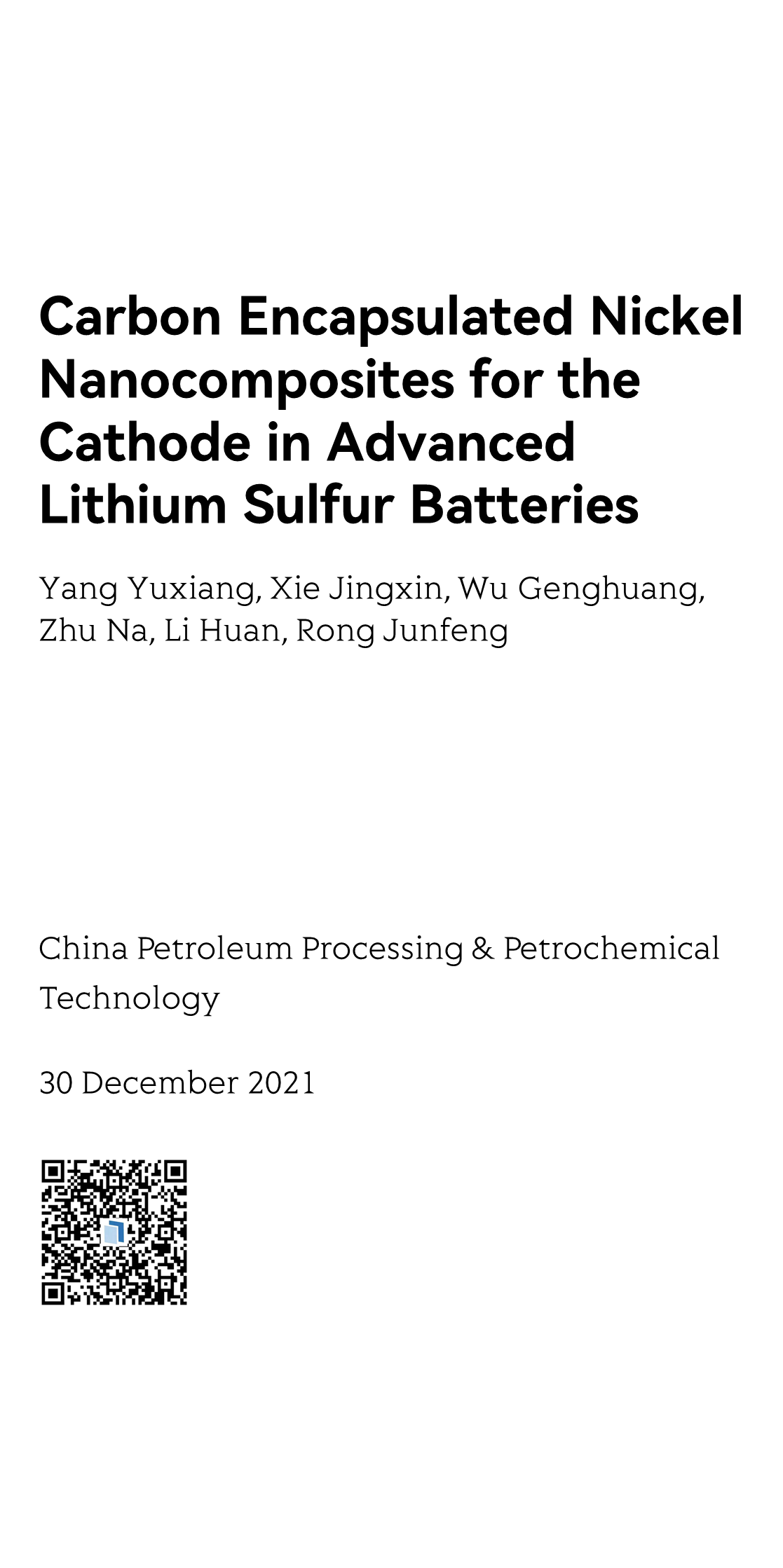 Carbon Encapsulated Nickel Nanocomposites for the Cathode in Advanced Lithium Sulfur Batteries_1