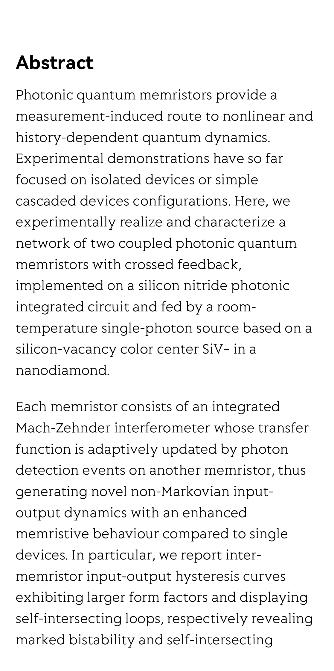 Coupled integrated photonic quantum memristors using a single photon source made of a colour center_2
