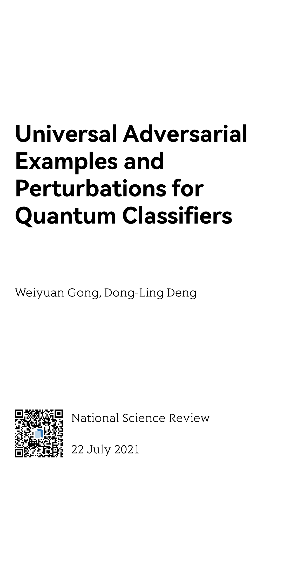 Universal Adversarial Examples and Perturbations for Quantum Classifiers_1