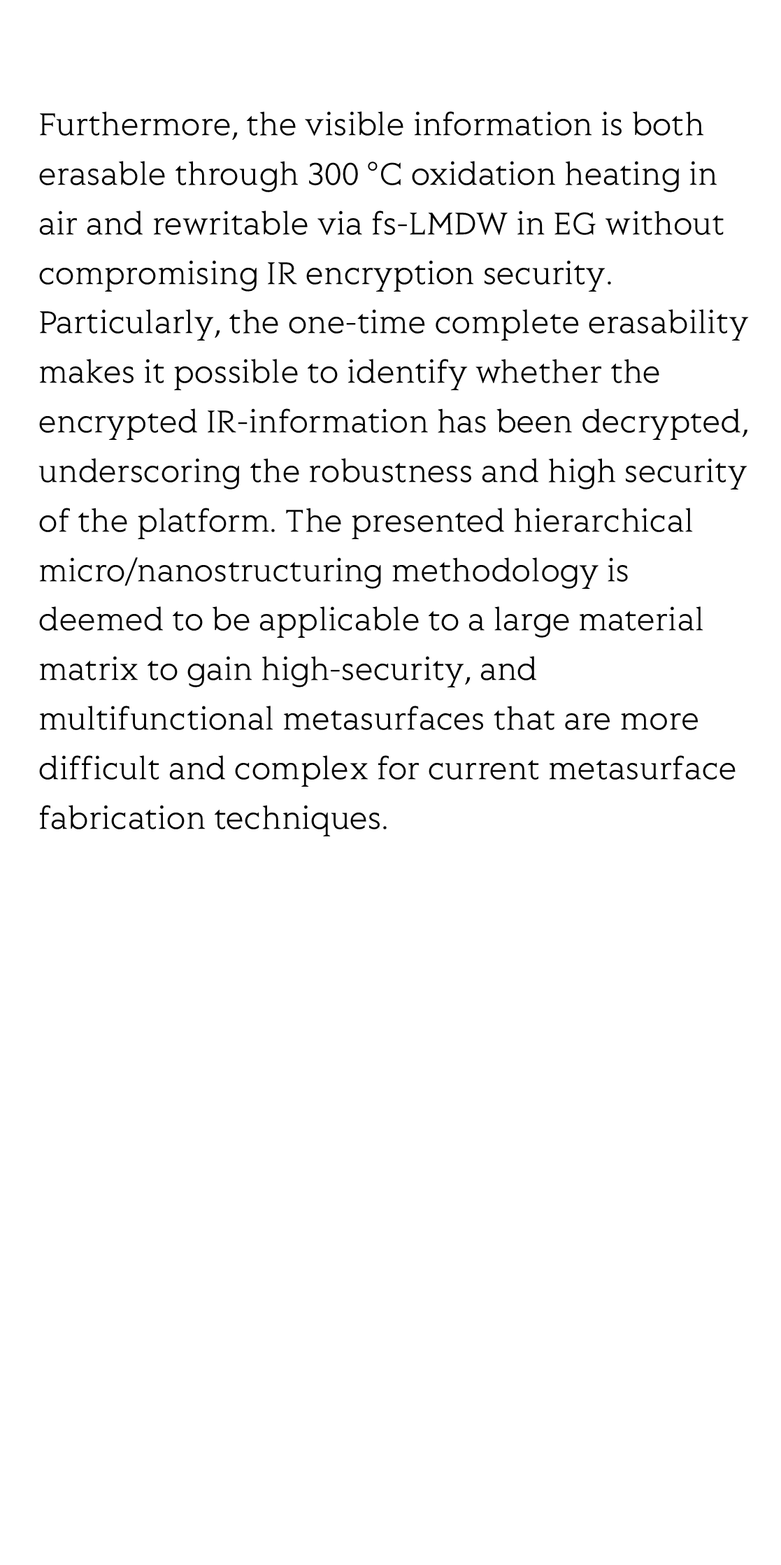 Femtosecond laser maskless direct writing of dual-band crosstalk-free information for all-in-one high-security encryption metasurface_3