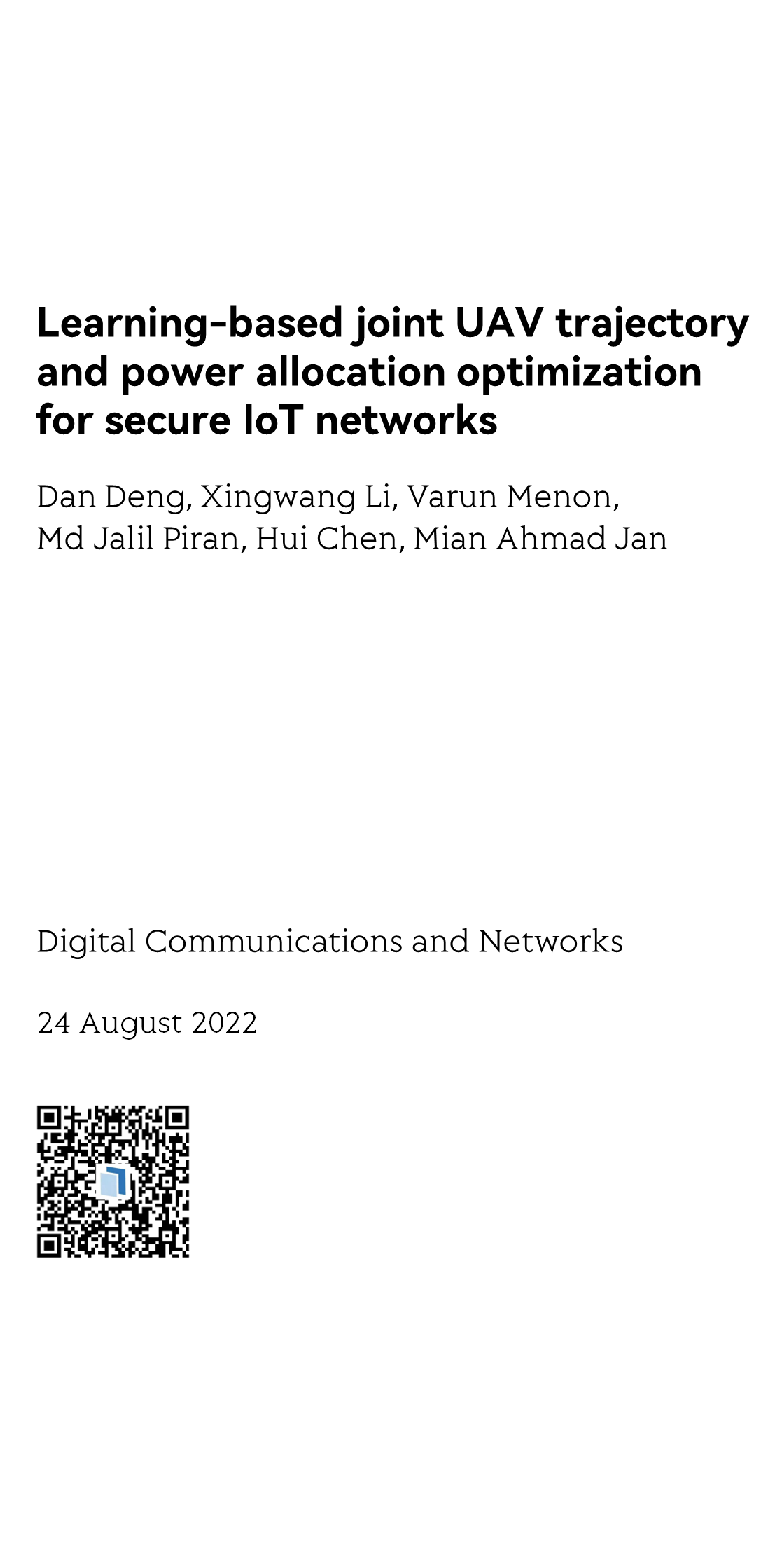 Learning-based joint UAV trajectory and power allocation optimization for secure IoT networks_1