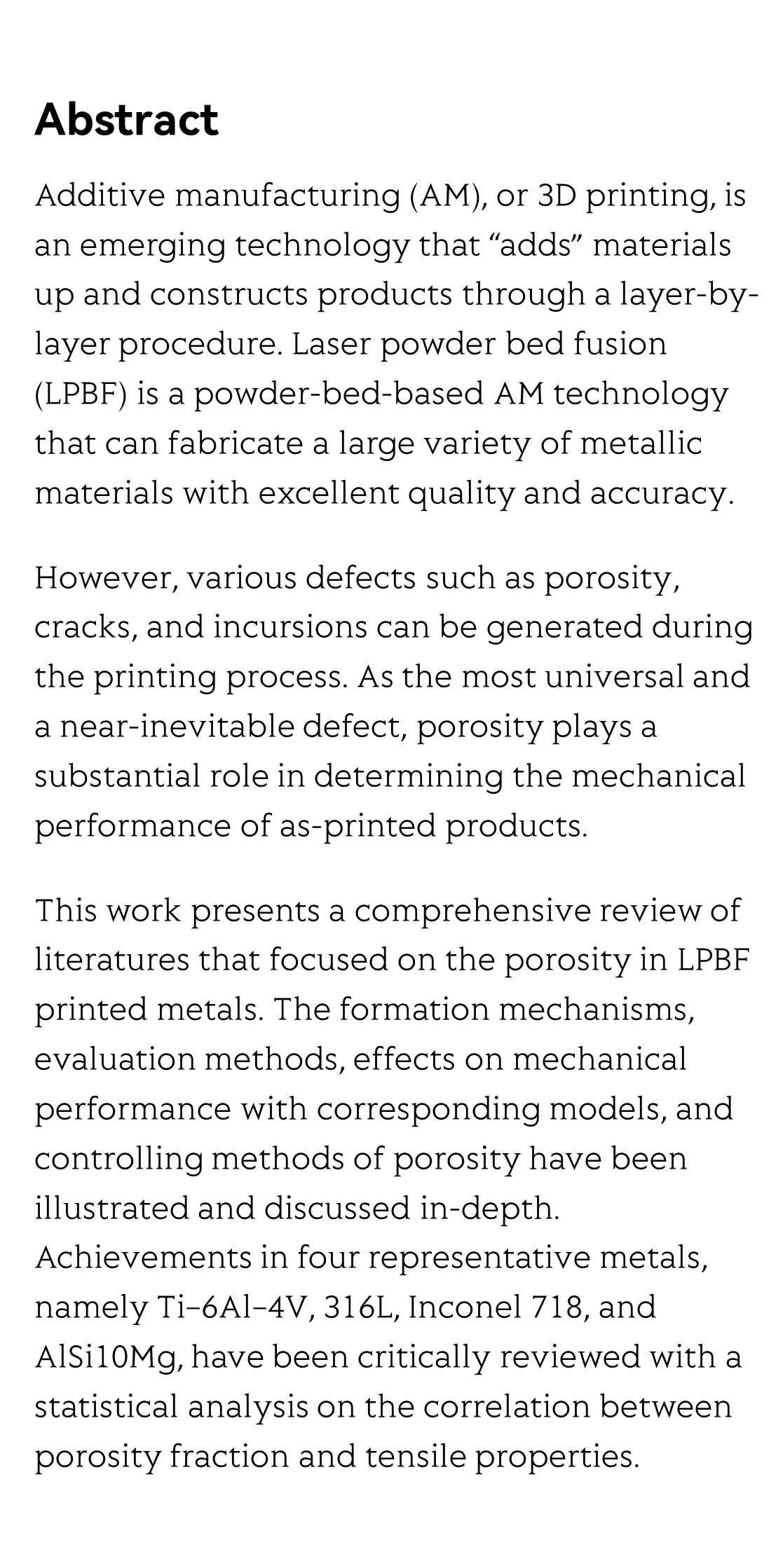 A review and a statistical analysis of porosity in metals additively manufactured by laser powder bed fusion_2