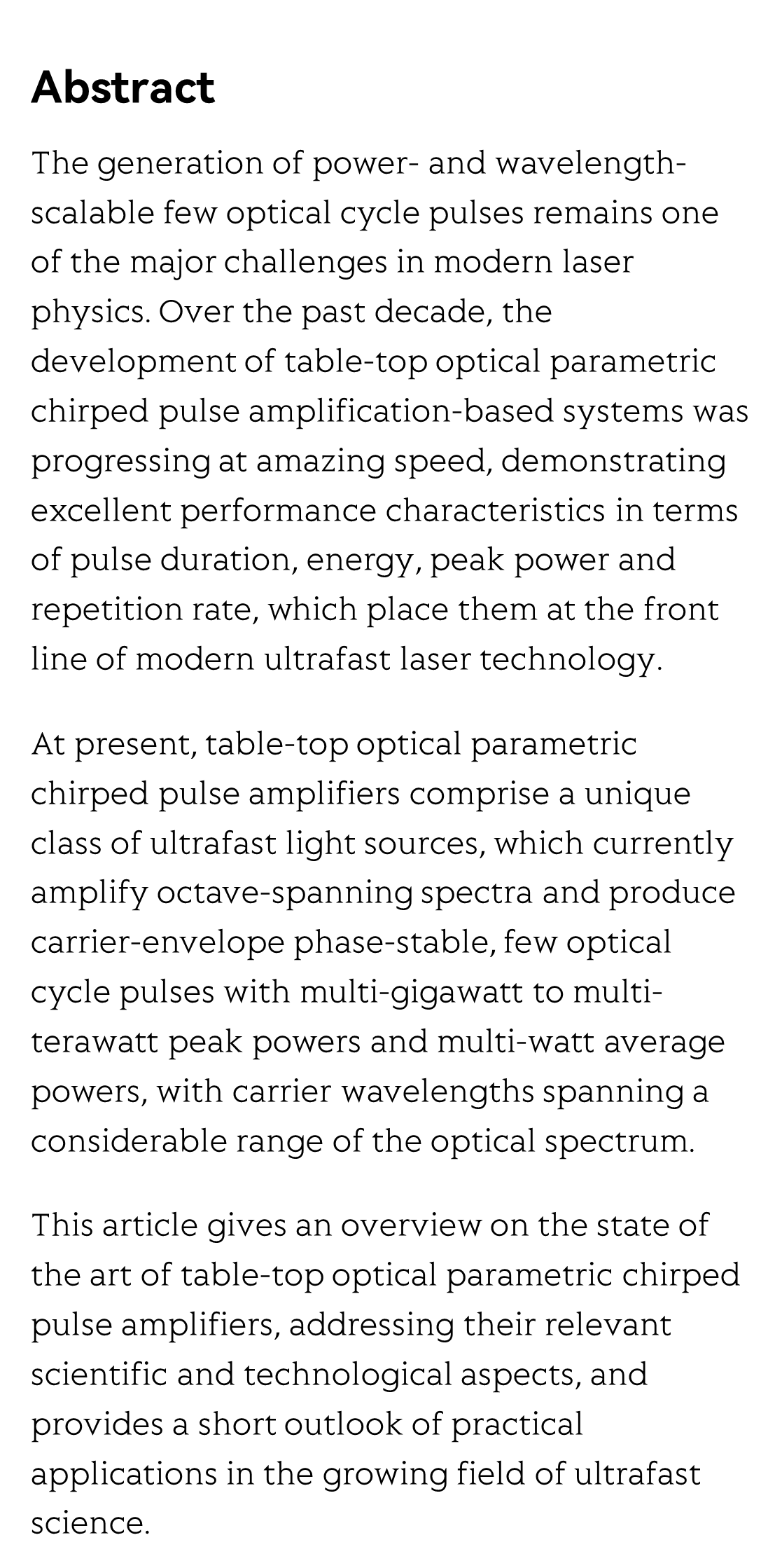 Table-top optical parametric chirped pulse amplifiers: past and present_2