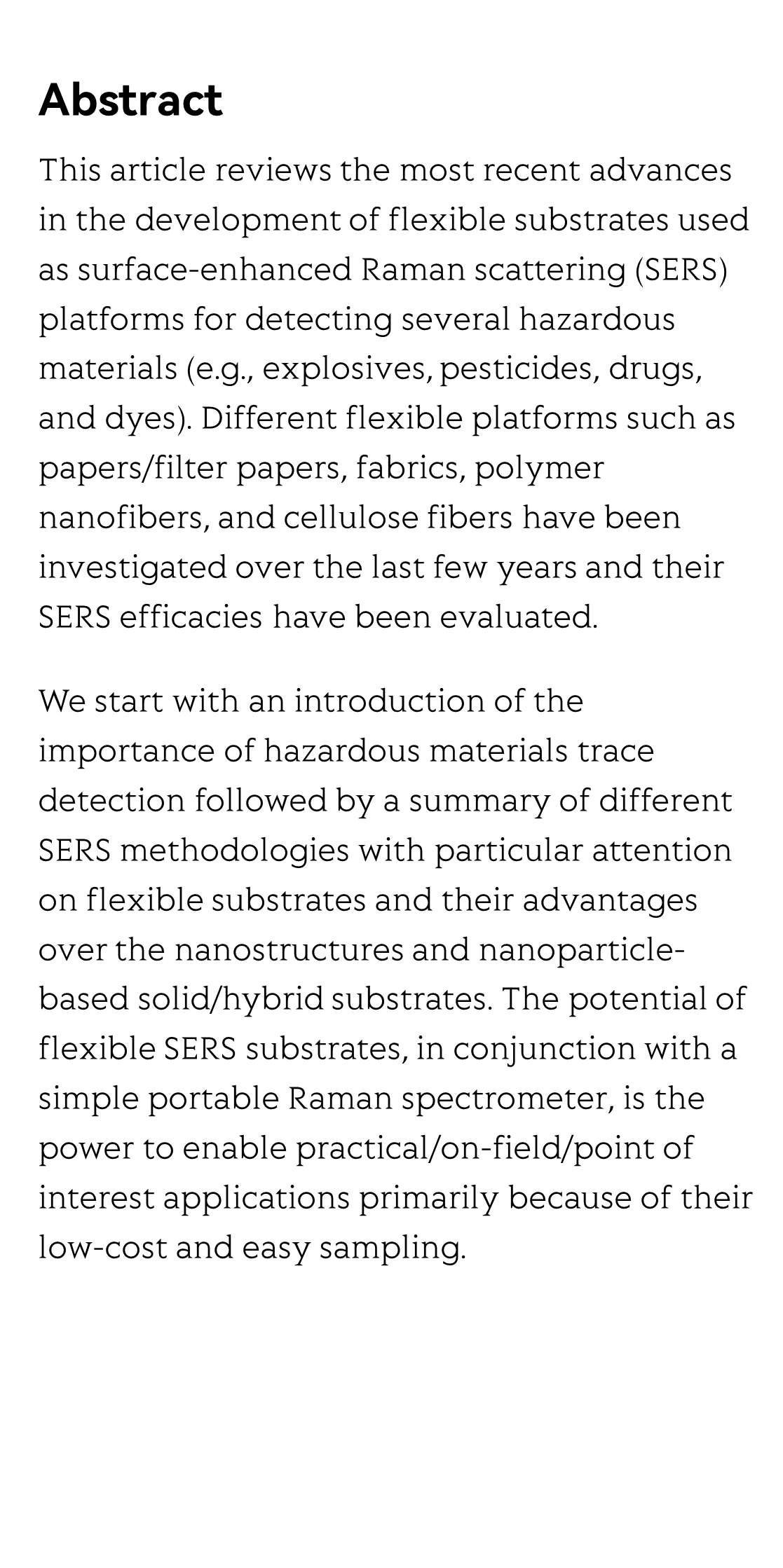 Flexible SERS substrates for hazardous materials detection: recent advances_2