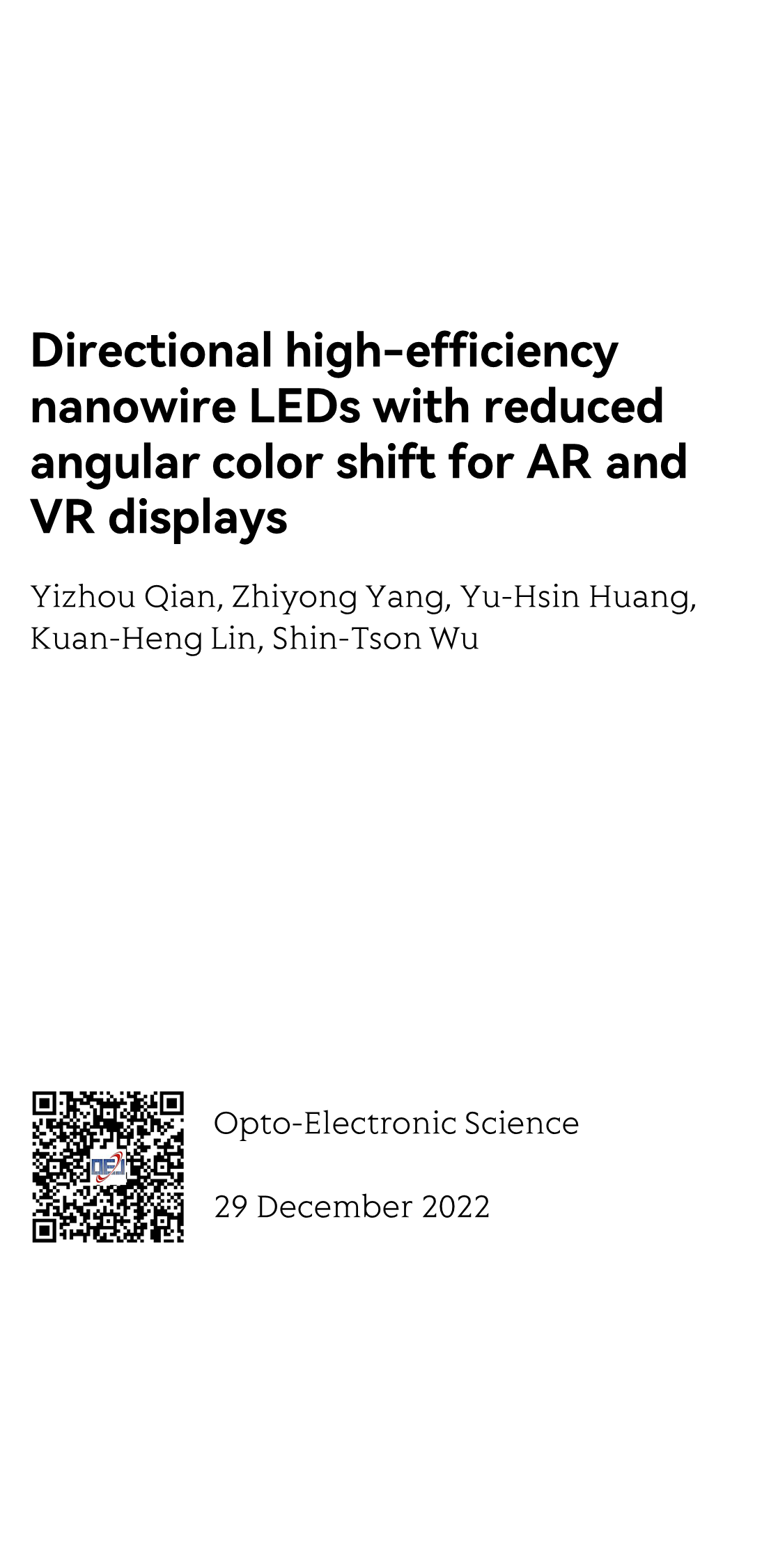 Directional high-efficiency nanowire LEDs with reduced angular color shift for AR and VR displays_1
