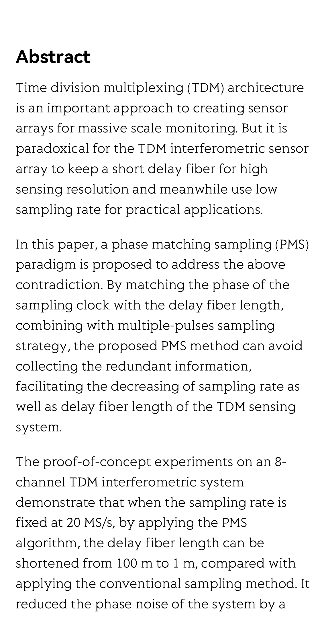 Phase matching sampling algorithm for sampling rate reduction in time division multiplexing optical fiber sensor system_2
