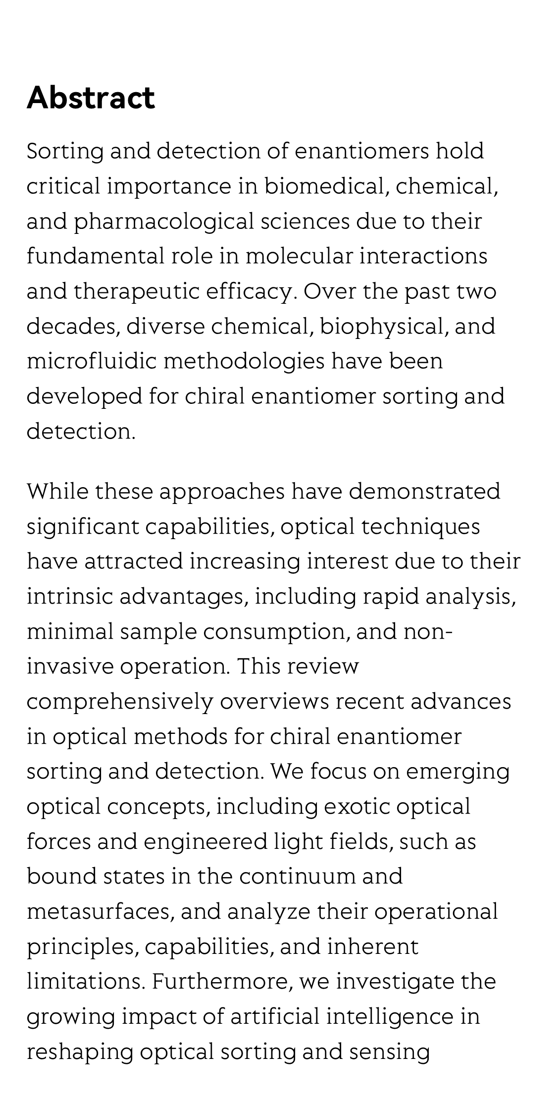 Emerging optical techniques for sorting and detection of chiral particles_2