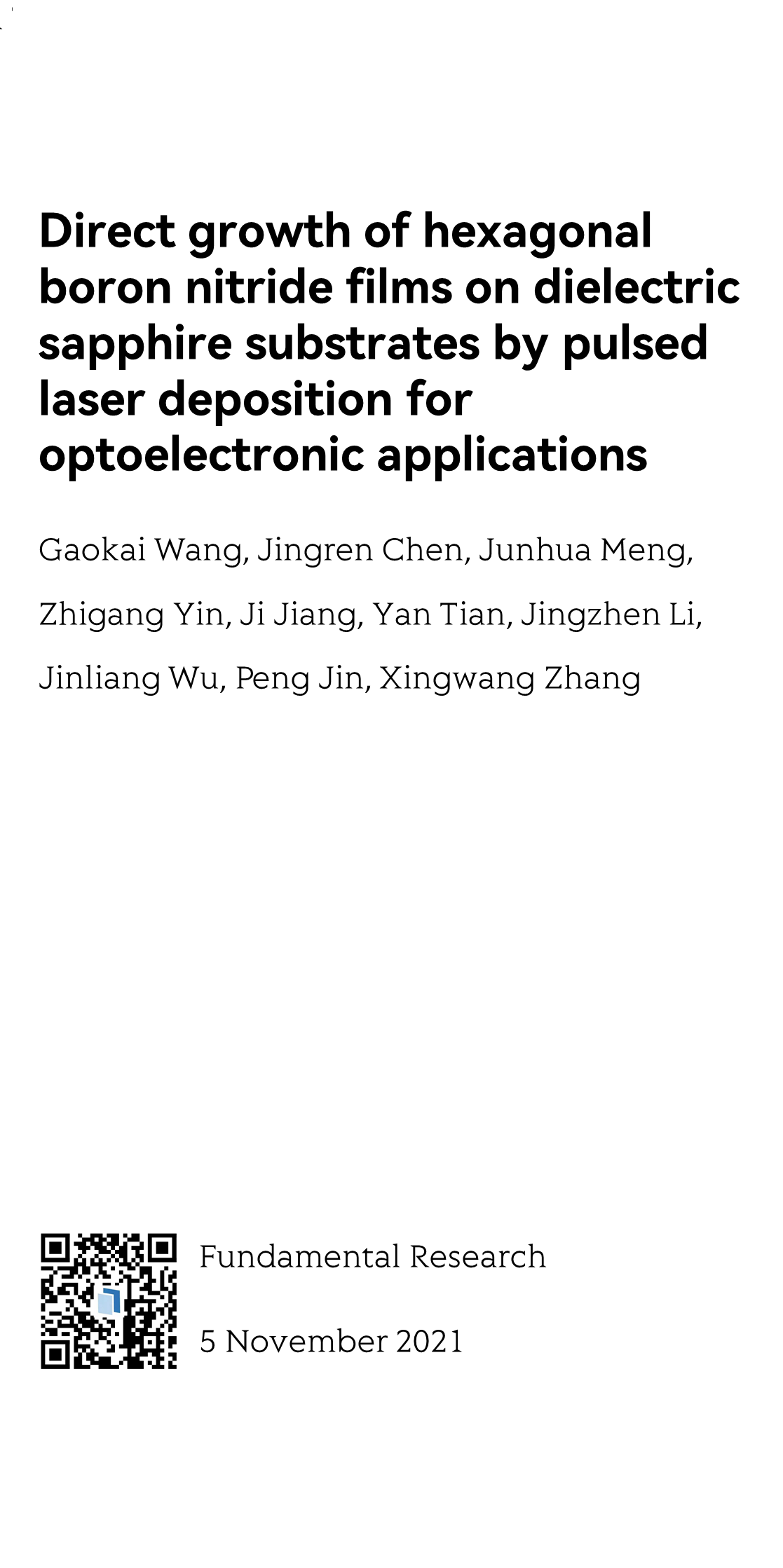 Direct growth of hexagonal boron nitride films on dielectric sapphire substrates by pulsed laser deposition for optoelectronic applications_1