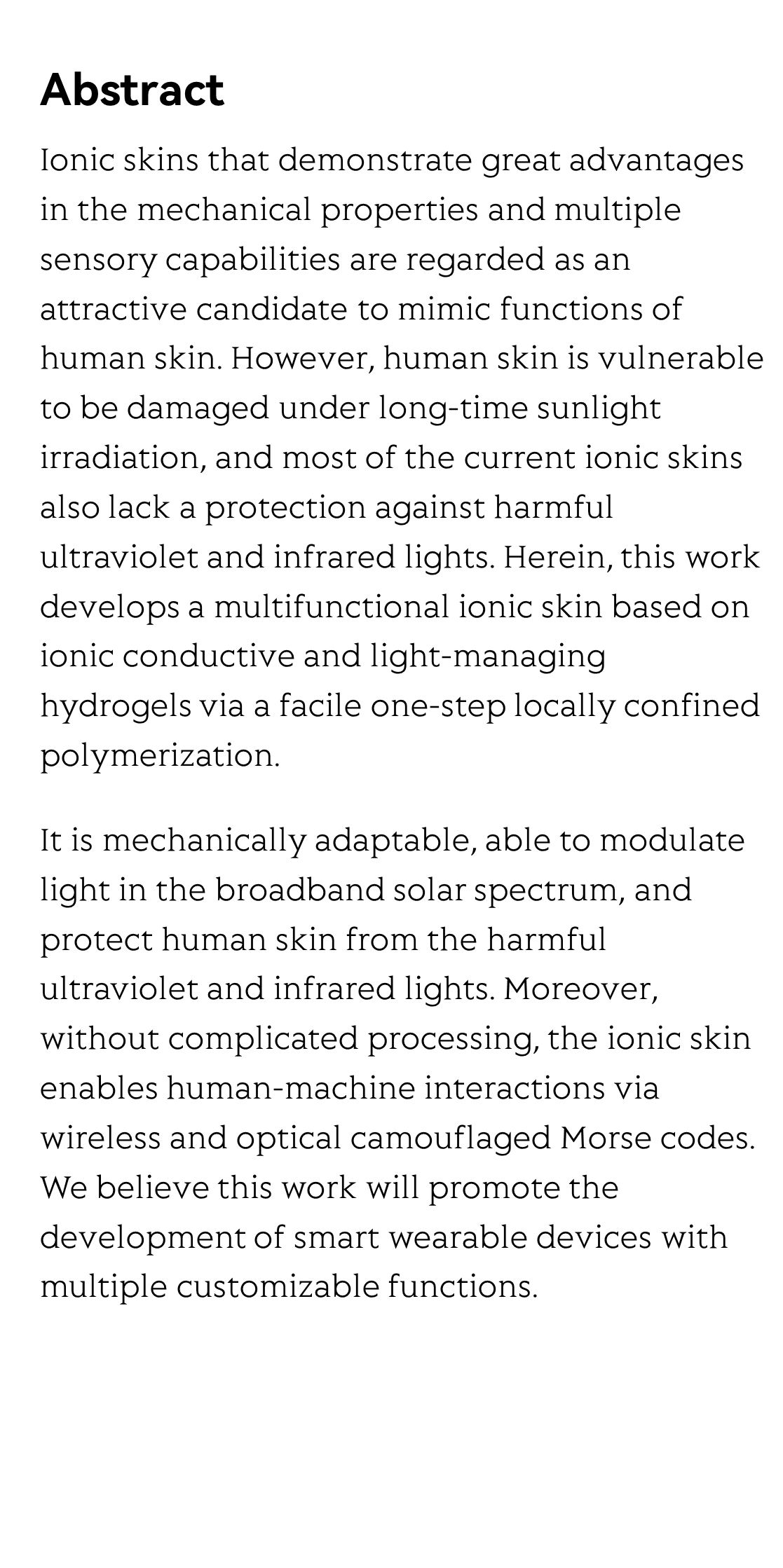 An intelligent light-managing ionic skin for UV-protection, IR stealth, and optical camouflaged Morse codes_2